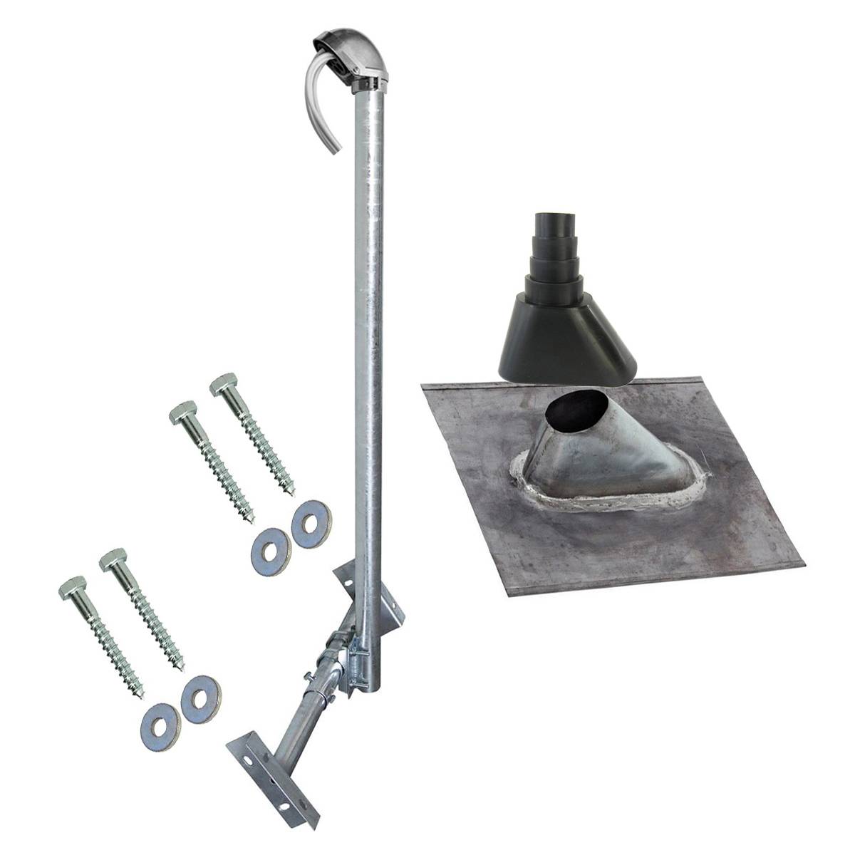 PremiumX BASIC X120-48F SAT TV Dachsparrenhalter feuerverzinkt 120cm Mast Sparrenhalter für Satellitenschüssel UKW LTE-Antenne | Blei Dach Montagese