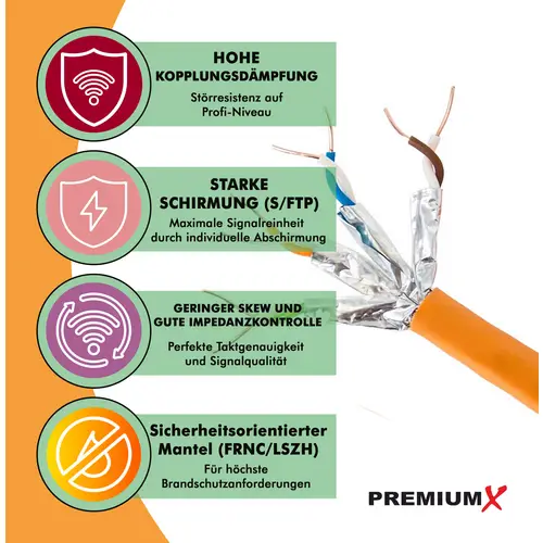 PremiumX CAT 7 Netzwerkkabel 30m LAN Kabel Simplex Kupferkabel Ethernet Datenkabel S/FTP PiMF PoE Eca Kat7 Verlegekabel Installationskabel für mühel PremiumX CAT 7 Netzwerkkabel 30m LAN Kabel Simplex Kupferkabel Ethernet Datenkabel S/FTP PiMF PoE Eca Kat7 Verlegekabel Installationskabel für mühel