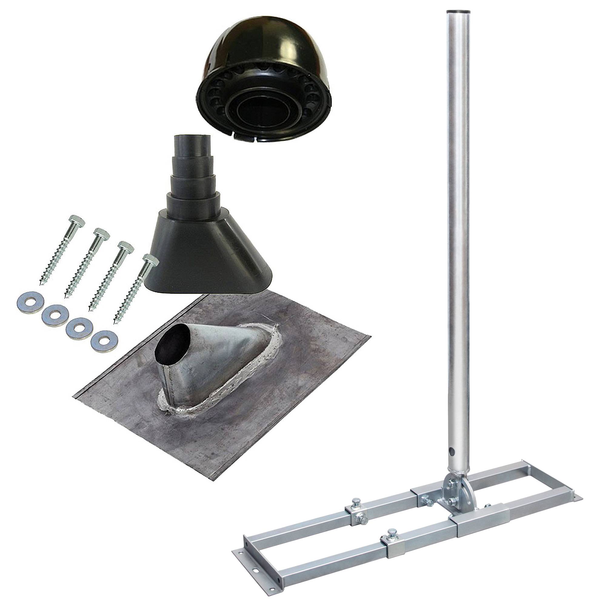 PremiumX PROFI X100-48K SAT Dach-Sparren-Halter mit Kabeldurchführung für Satelliten-Antenne Satellitenschüssel | Dachinstallation Set