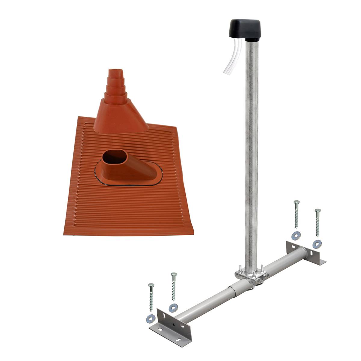 PremiumX BASIC Dachsparrenhalter 100cm Mast Sparrenhalter für Satellitenschüssel Satellitenantenne | SAT TV Dach Antennenmontage Set rot