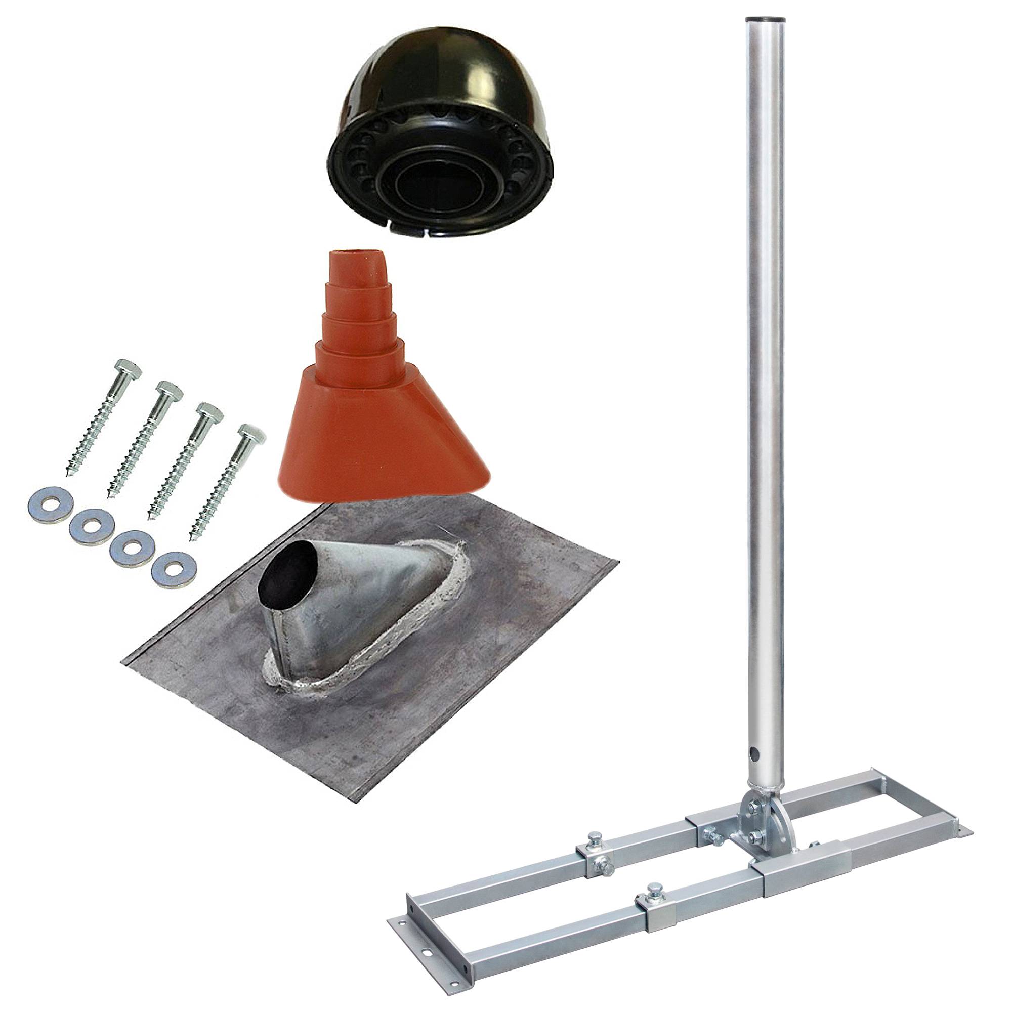 PremiumX PROFI X100-48K SAT Dach-Sparren-Halter mit Kabeldurchführung für Satelliten-Antenne Satellitenschüssel | Montage-Set für die Dachinstalla