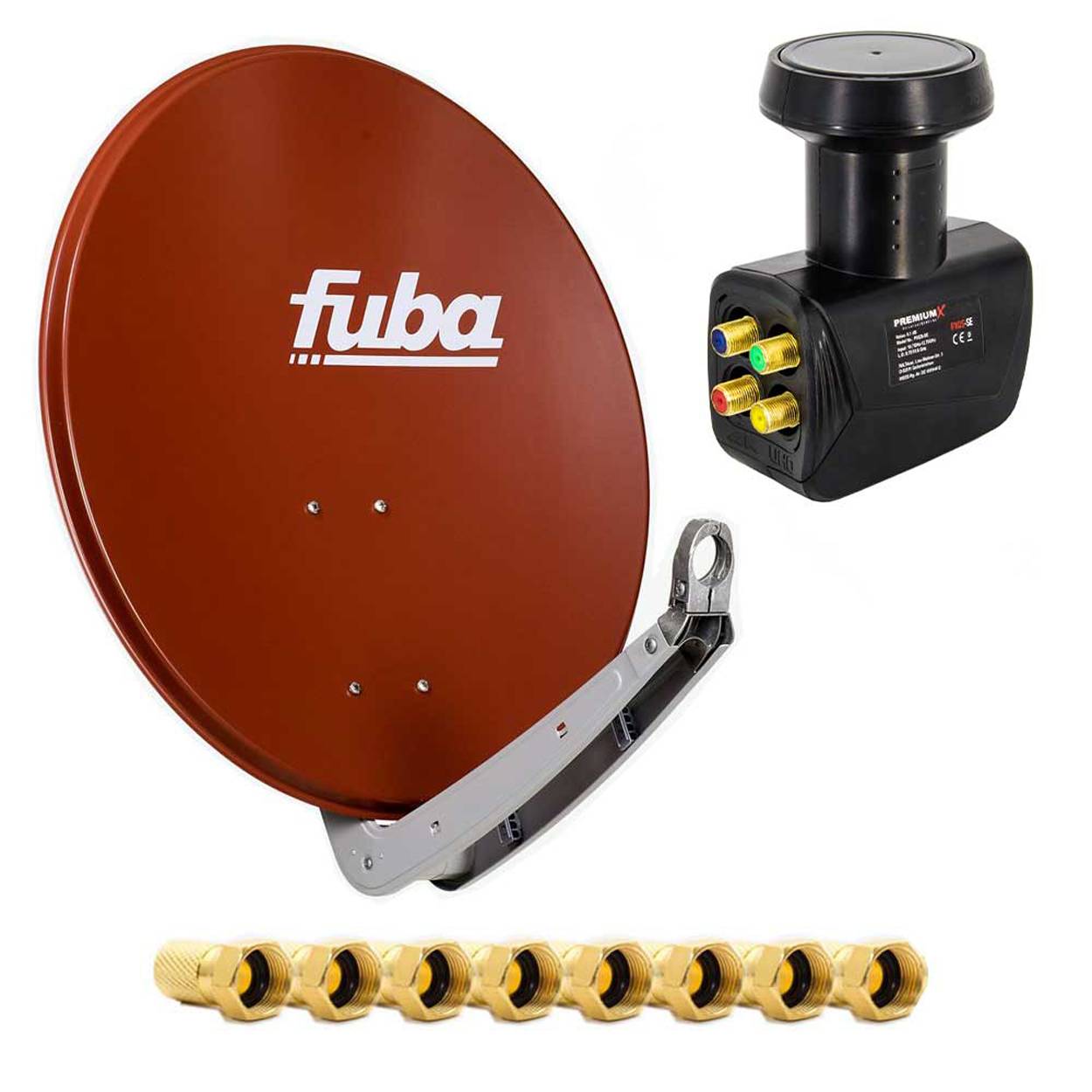 Fuba Set 4 Teilnehmer SAT Anlage DAA 650 R Parabolantenne Schüssel Spiegel Quad LNB 8x F-Stecker
