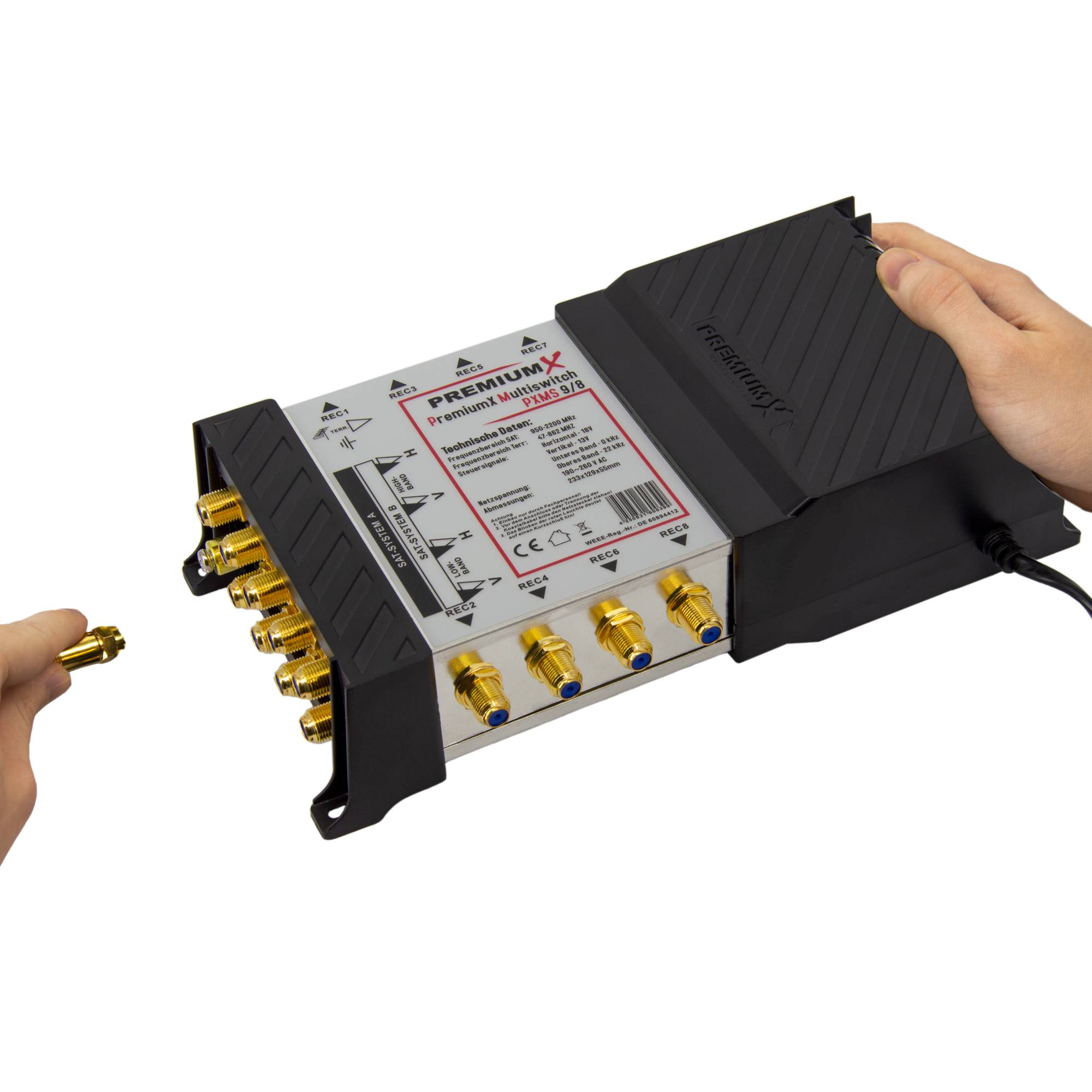 PremiumX PXMS 9/8 Multischalter mit Netzteil Multiswitch 2 SAT für 8 Teilnehmer Satverteiler Digital HDTV FullHD 4K UHD 8K
