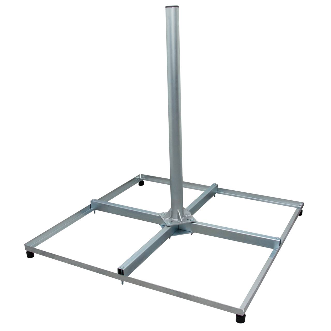 PremiumX Balkonständer PROFI 4x 50x50cm Stahl 1m Mast 60mm SAT Flachdach-Ständer Halterung für Satelliten-Schüssel