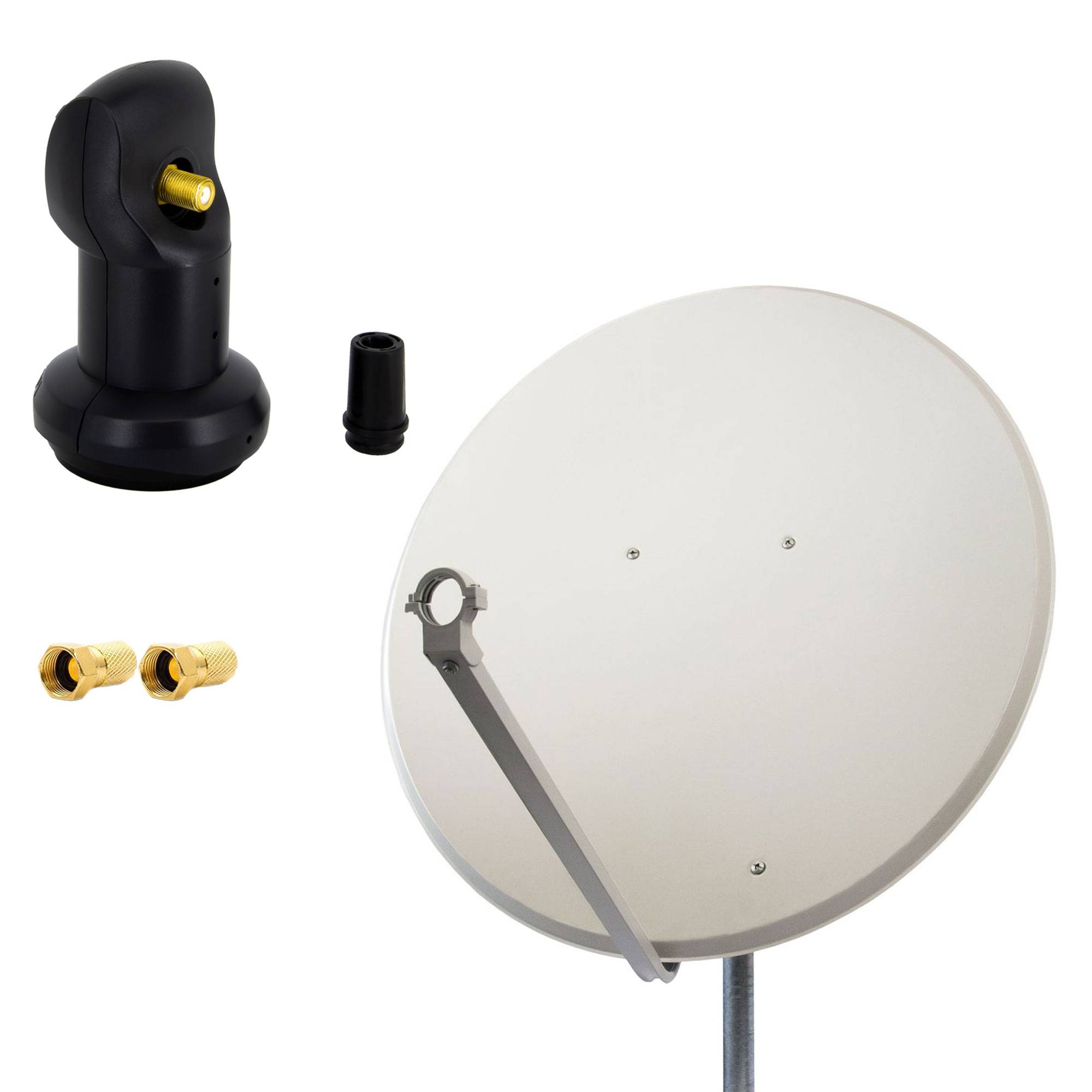 PremiumX Satelliten-Komplettanlage 100cm Satellitenschüssel Aluminium Hellgrau Antenne Single LNB F-Stecker, SAT für 1 Teilnehmer