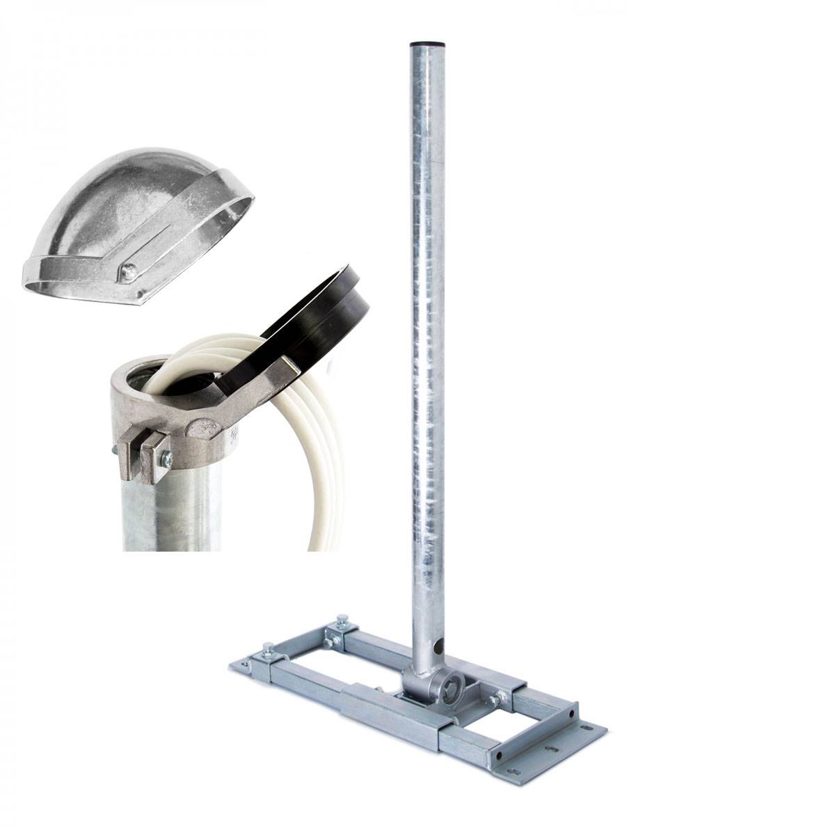 PremiumX DELUXE X130-48 Dachsparrenhalter 130 cm Mast Ø 48 mm SAT Dach-Sparren-Halterung inkl. ALU-Mastkappe mit Kabel-Durchführung