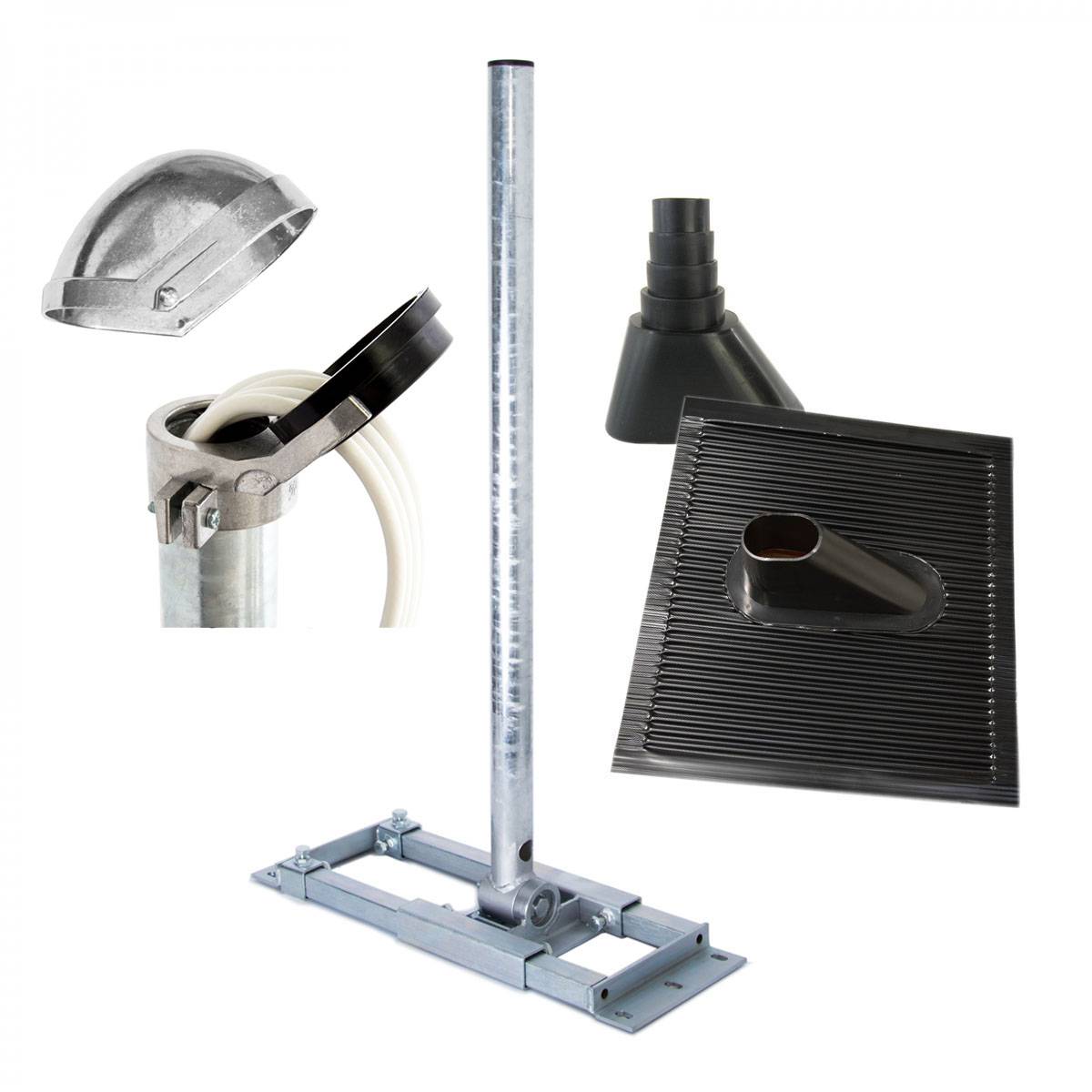 PremiumX DELUXE X130-48 SAT Dachsparrenhalter 130cm Mast 48mm Sparren-Halterung mit Kabeldurchführung für Satelliten-Antenne Satellitenschüssel ink