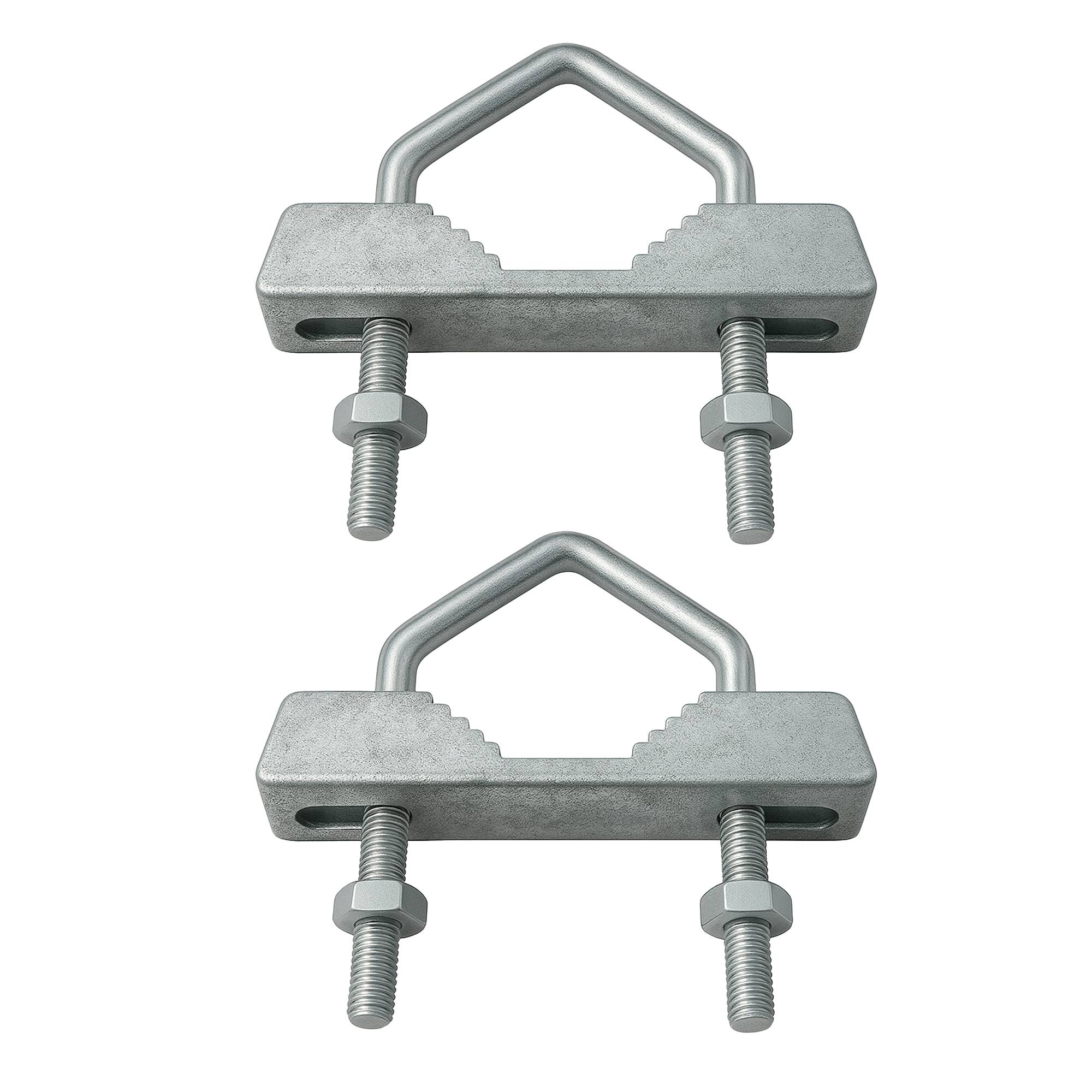 PremiumX 2x Zahnschelle Doppelschelle Sat Mast Schelle Stahl verzinkt Satelliten-Zubehör Halterung für Satelliten-Schüssel