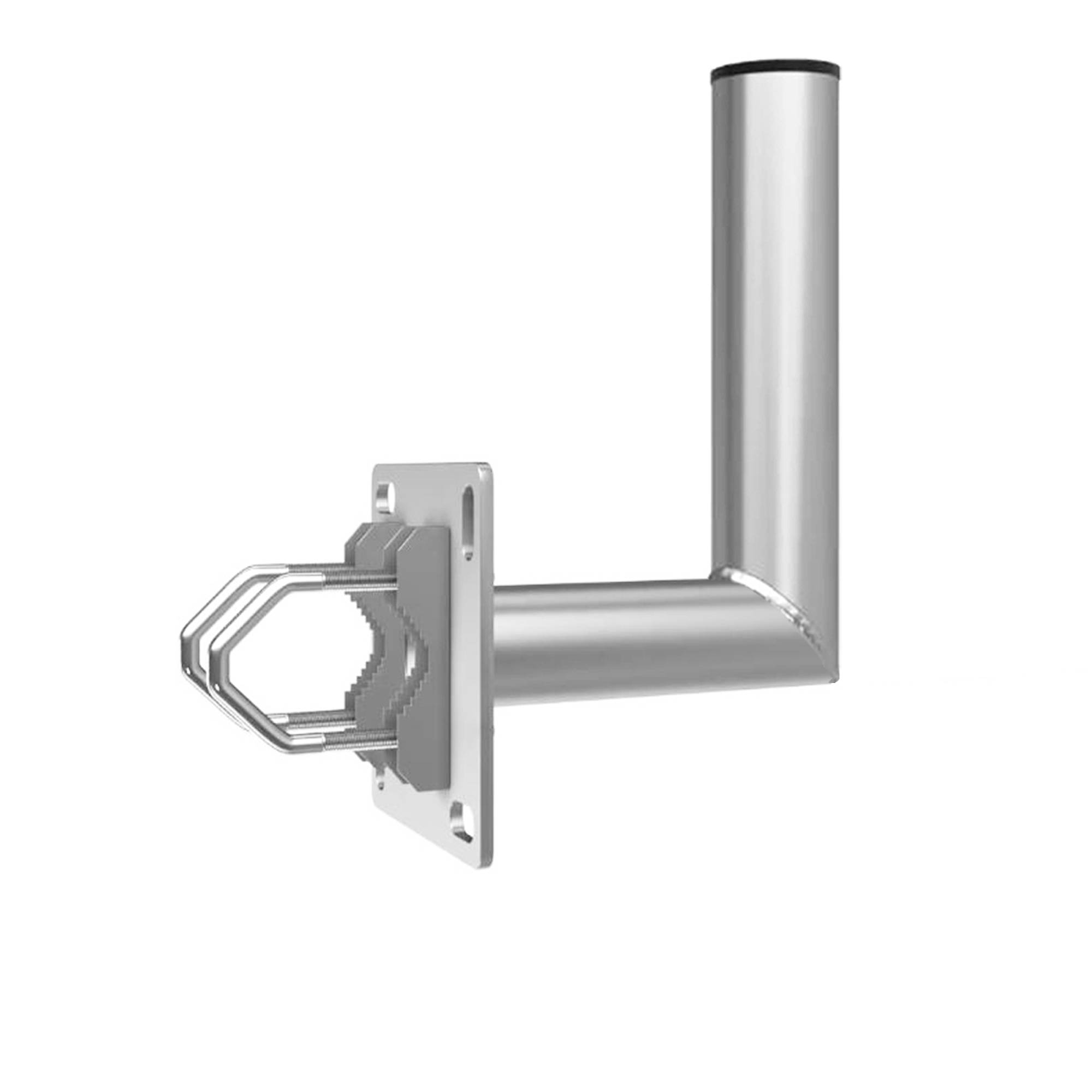 PremiumX 18cm Balkon-Ausleger Aluminium Geländer Balkon-Halterung für Satelliten-Schüssel SAT-Antenne Wand-Halter mit Schellen
