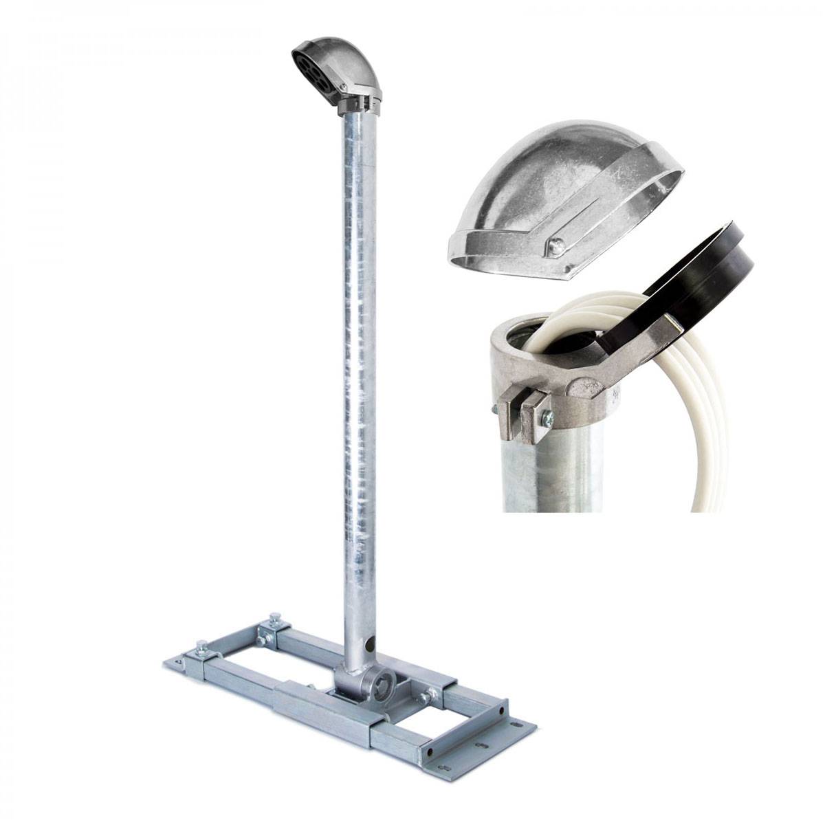 PremiumX DELUXE X90-48 Dachsparrenhalter 90cm Mast Ø 48mm SAT Dach-Sparren-Halterung inkl. ALU-Mastkappe mit Kabel-Durchführung