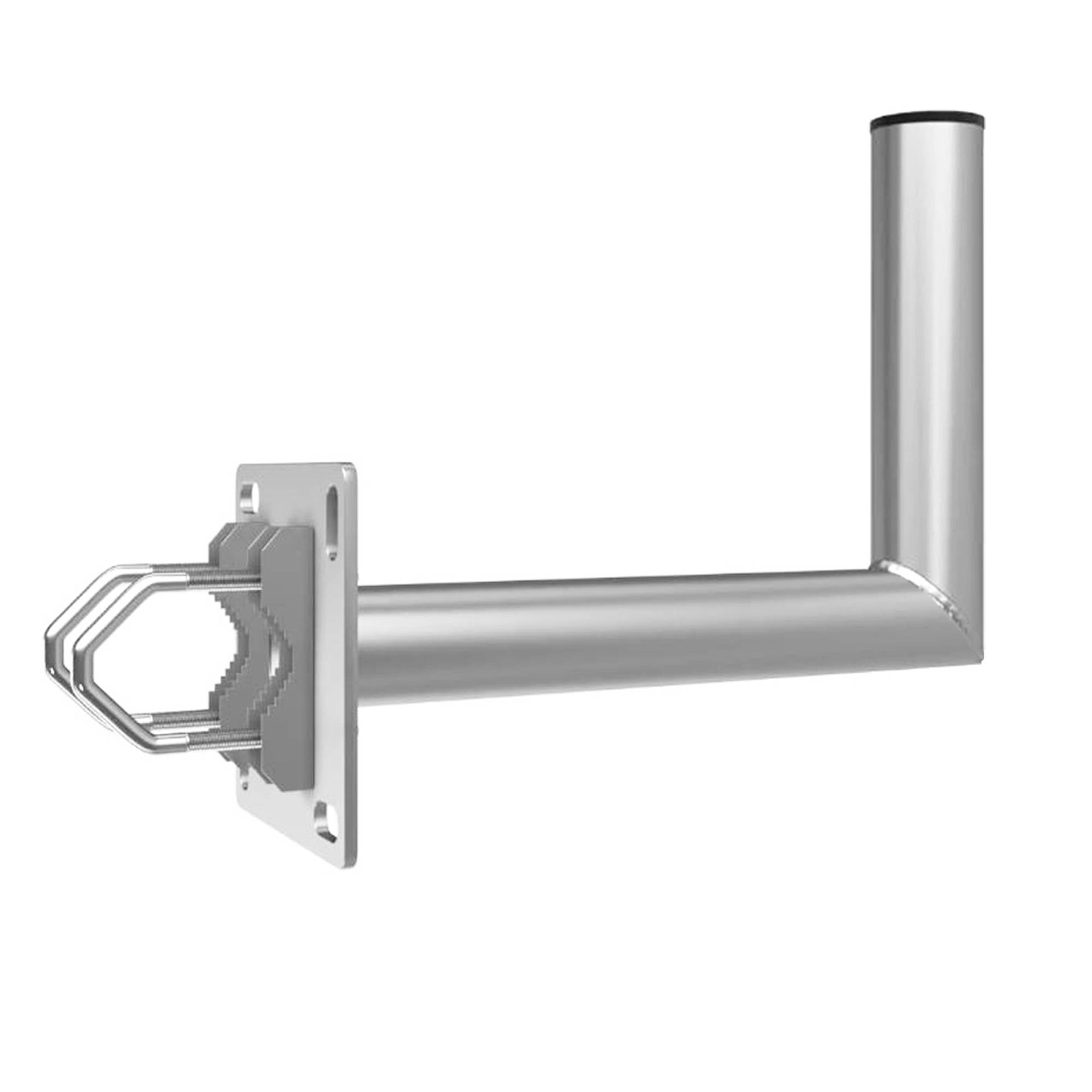 PremiumX 25cm Balkon-Ausleger Aluminium Geländer Balkon-Halterung für Satelliten-Schüssel SAT-Antenne Wand-Halter mit Schellen
