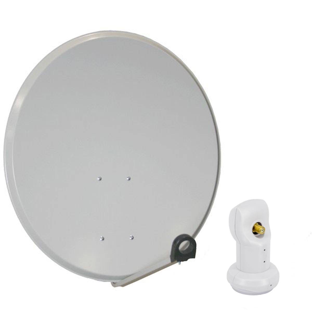 PremiumX Satelliten-Komplettanlage 80cm Satellitenschüssel Aluminium SAT Single LNB 4K