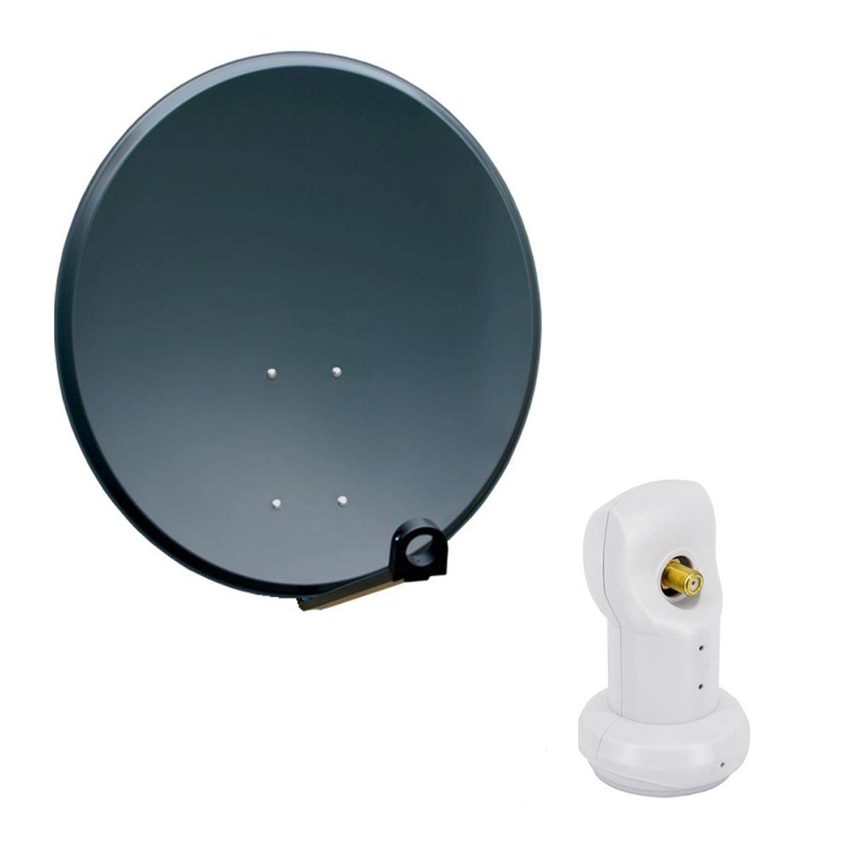 PremiumX Satelliten-Komplettanlage 80cm Satellitenschüssel Aluminium Antenne Single LNB SAT für 1 Teilnehmer