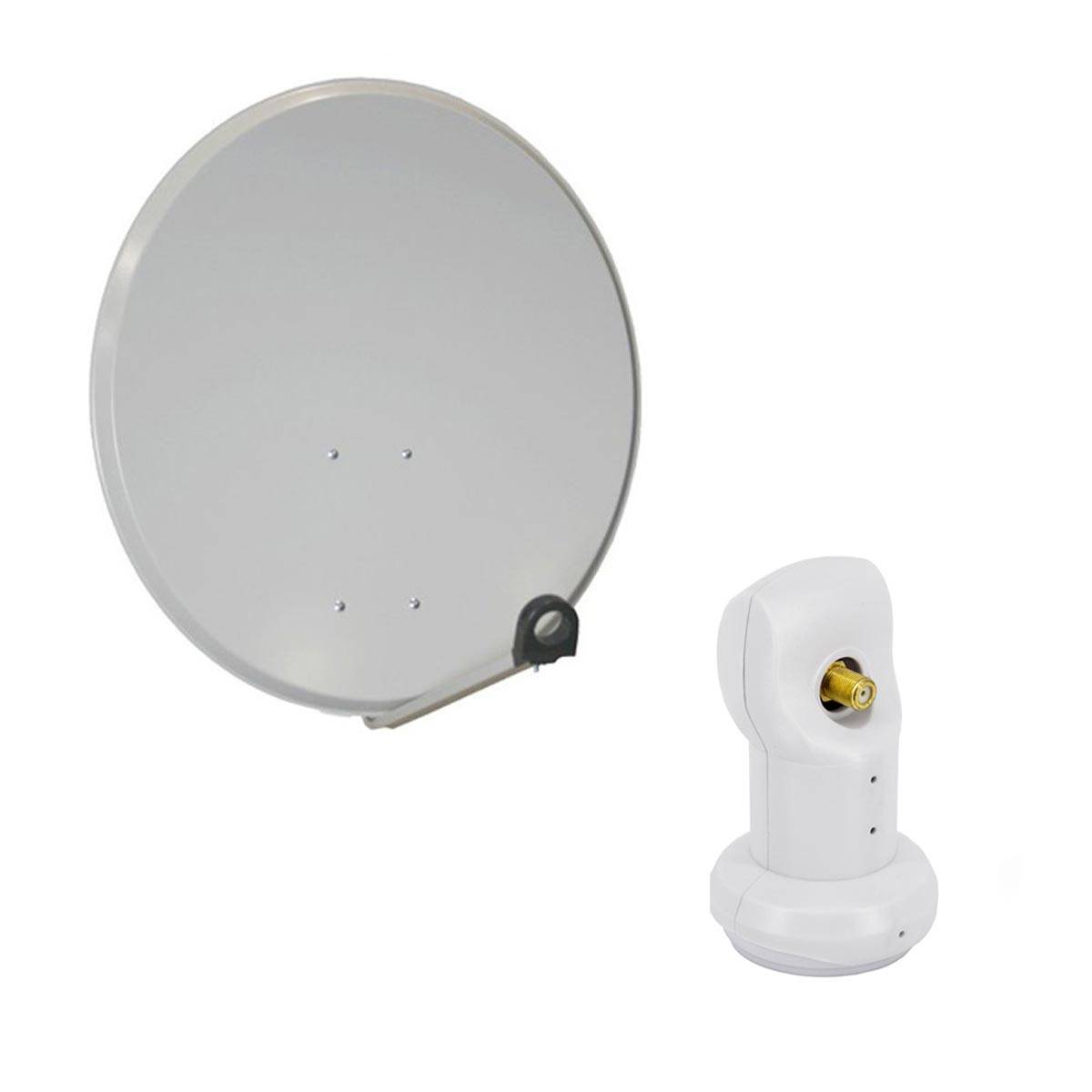 PremiumX Camping Sat Anlage 45cm Hellgrau Digital Satelliten-Schüssel Spiegel Antenne Universal Single LNB FullHD 4K