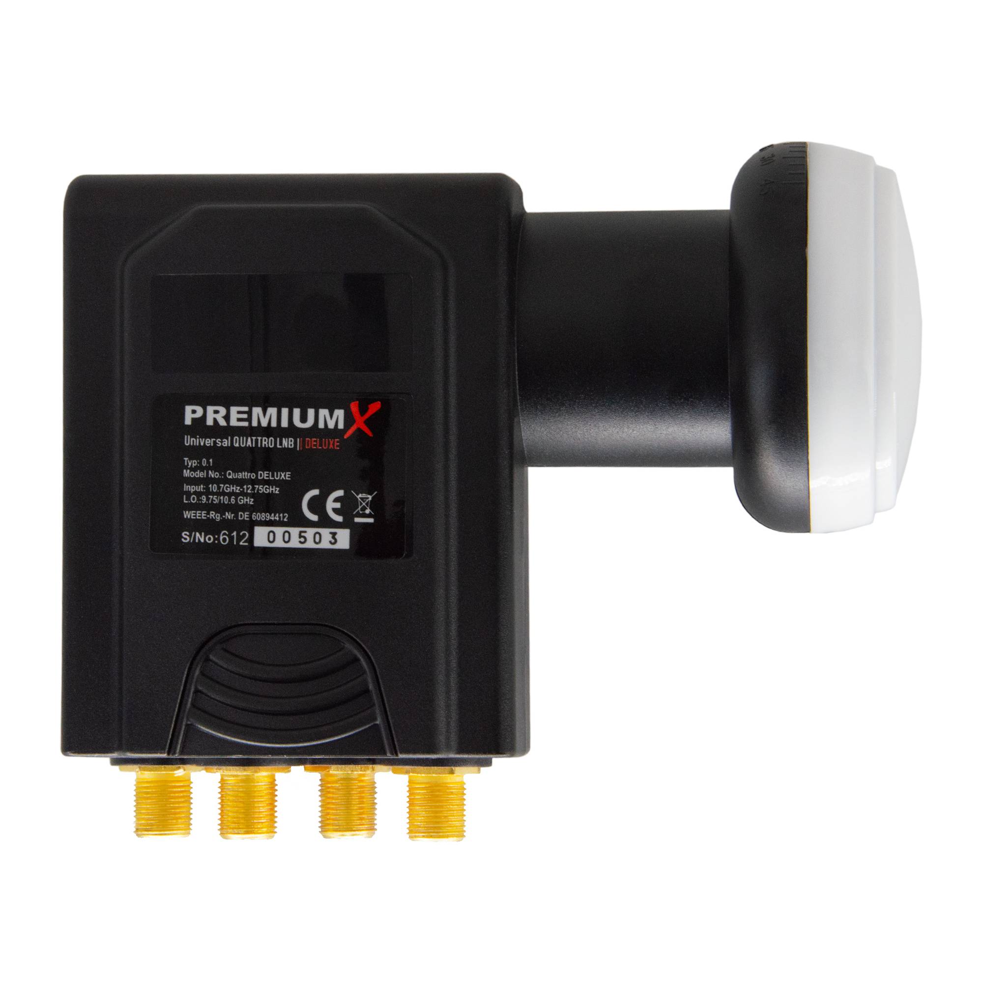 PremiumX DELUXE Quattro LNB SAT Mehr-Teilnehmer für Multischalter Digital Satelliten Signalumsetzer DVB-S2 TV HD UHD 4K