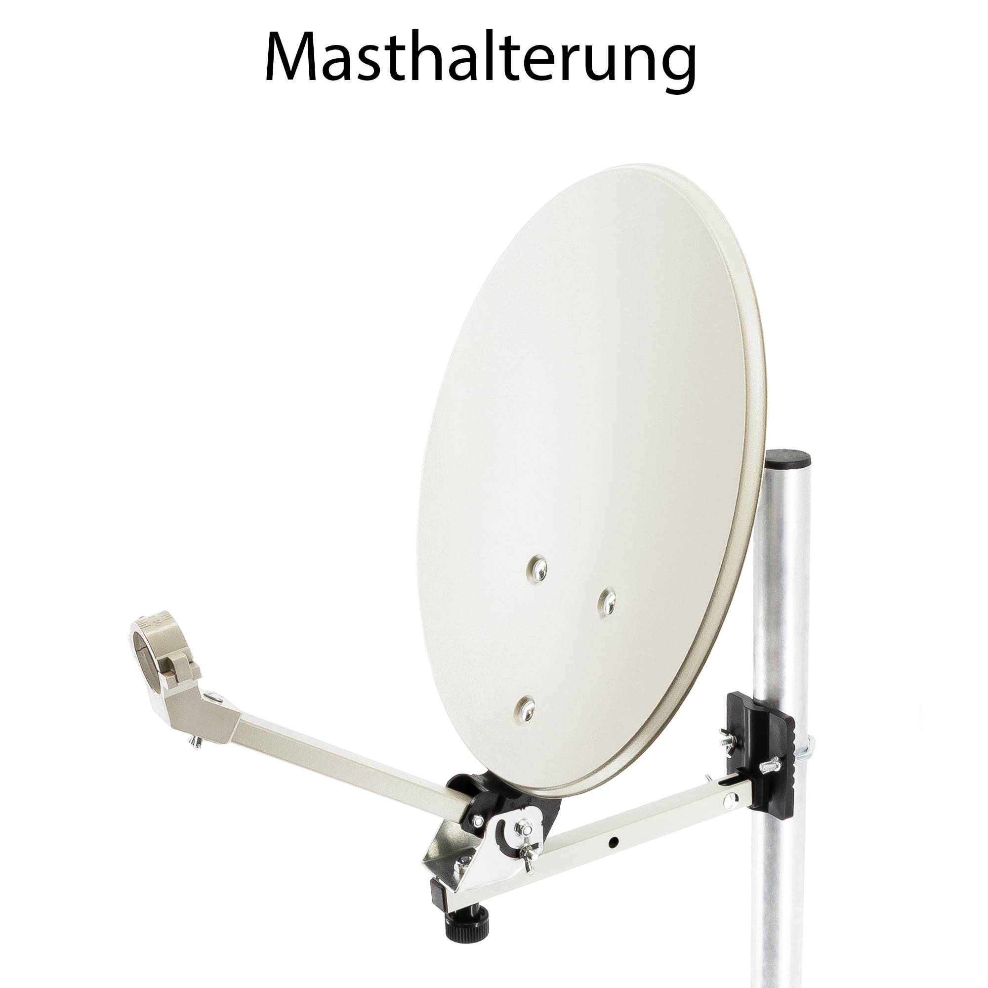 PremiumX mobile Camping SAT Anlage Satellitenschüssel Single LNB 10m Kabel 2x F-Stecker Tischhalter Masthalter Saugfuß im Koffer Camp Zubehör