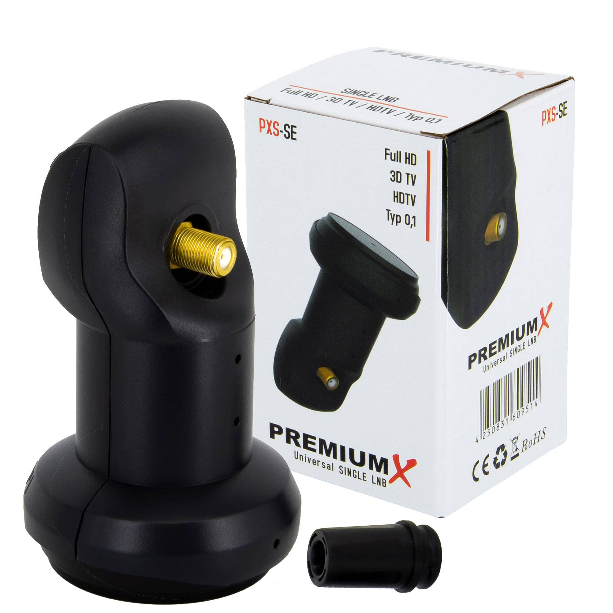 Premium X Single LNB - 1Fach - für 1 Teilnehmer - 4K Full HD - mit Wetterschutz und LTE Filter für Satellitenschüssel Digital TV Fernseher SAT Rece
