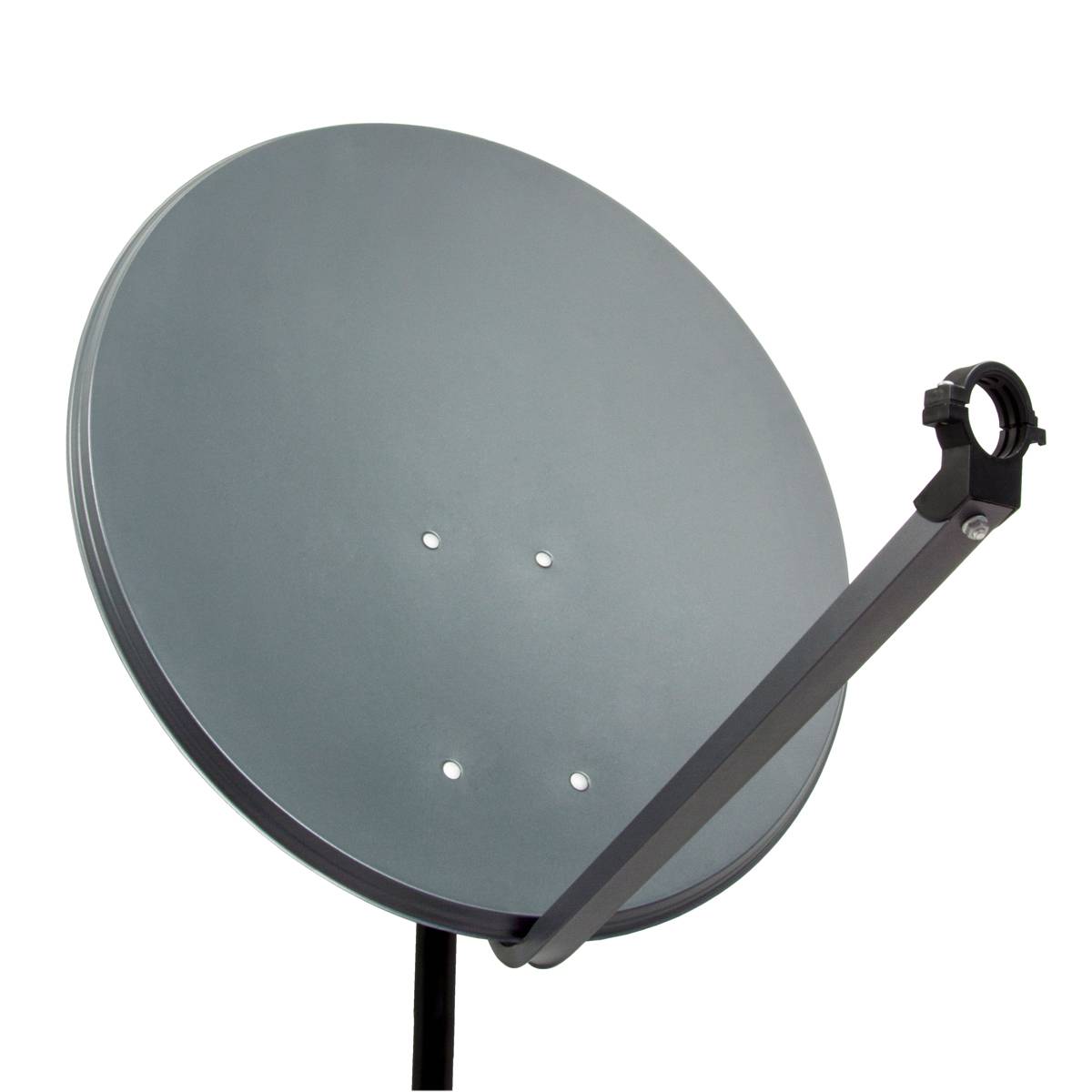 PremiumX Satelliten-Komplettanlage 80cm Satellitenantenne Anthrazit Satellitenschüssel Quad LNB Wandhalter 45cm, 1 SAT 4 Teilnehmer