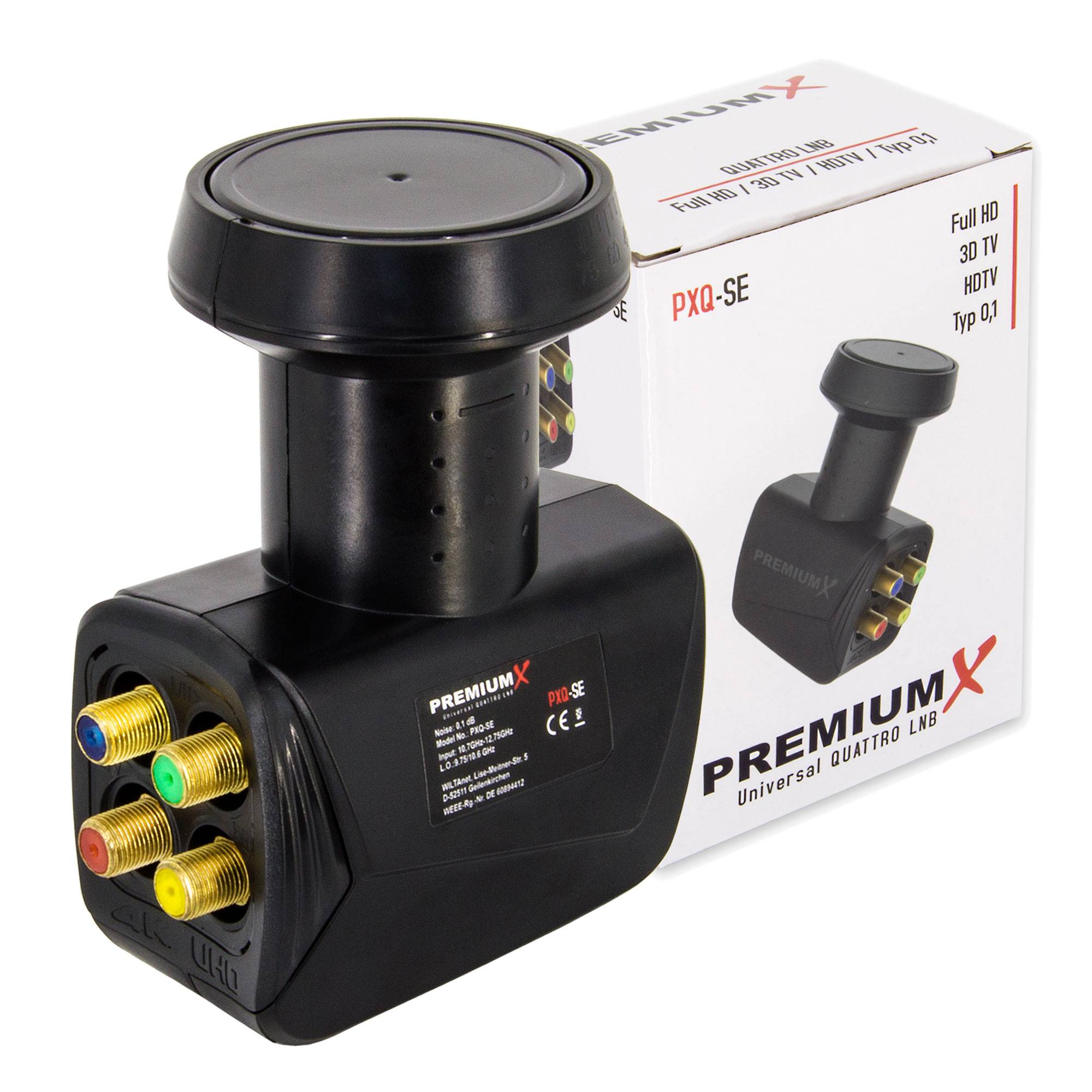Premium X Quattro LNB - 4Fach - nur für Multischalter - 4K Full HD - mit Wetterschutz und LTE Filter für Satellitenschüssel Digital TV Fernseher