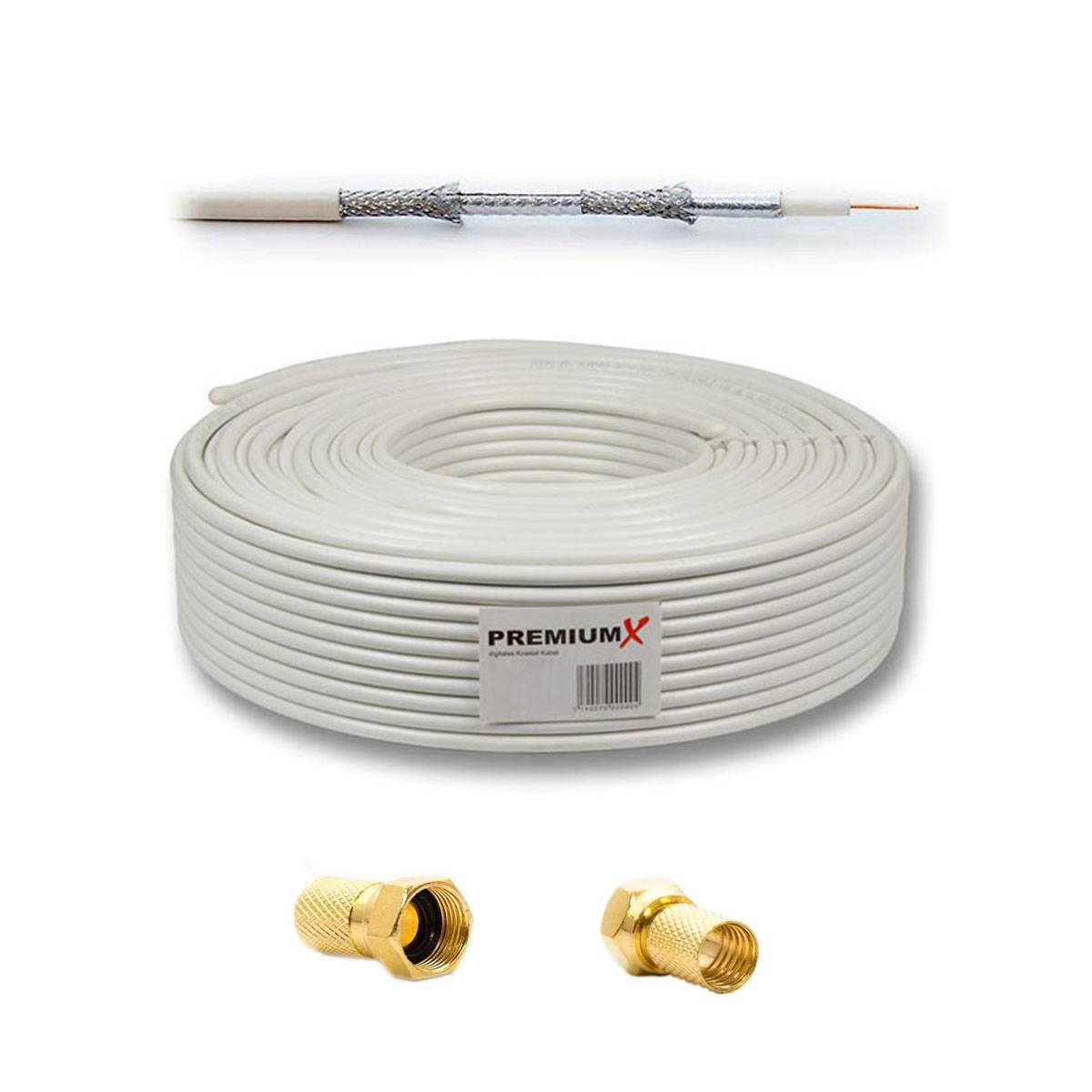 PremiumX Camping mobile Satelliten-Komplettanlage 45cm Satellitenschüssel SAT Single LNB Dreibein-Stativ 10m Kabel 2x F-Stecker
