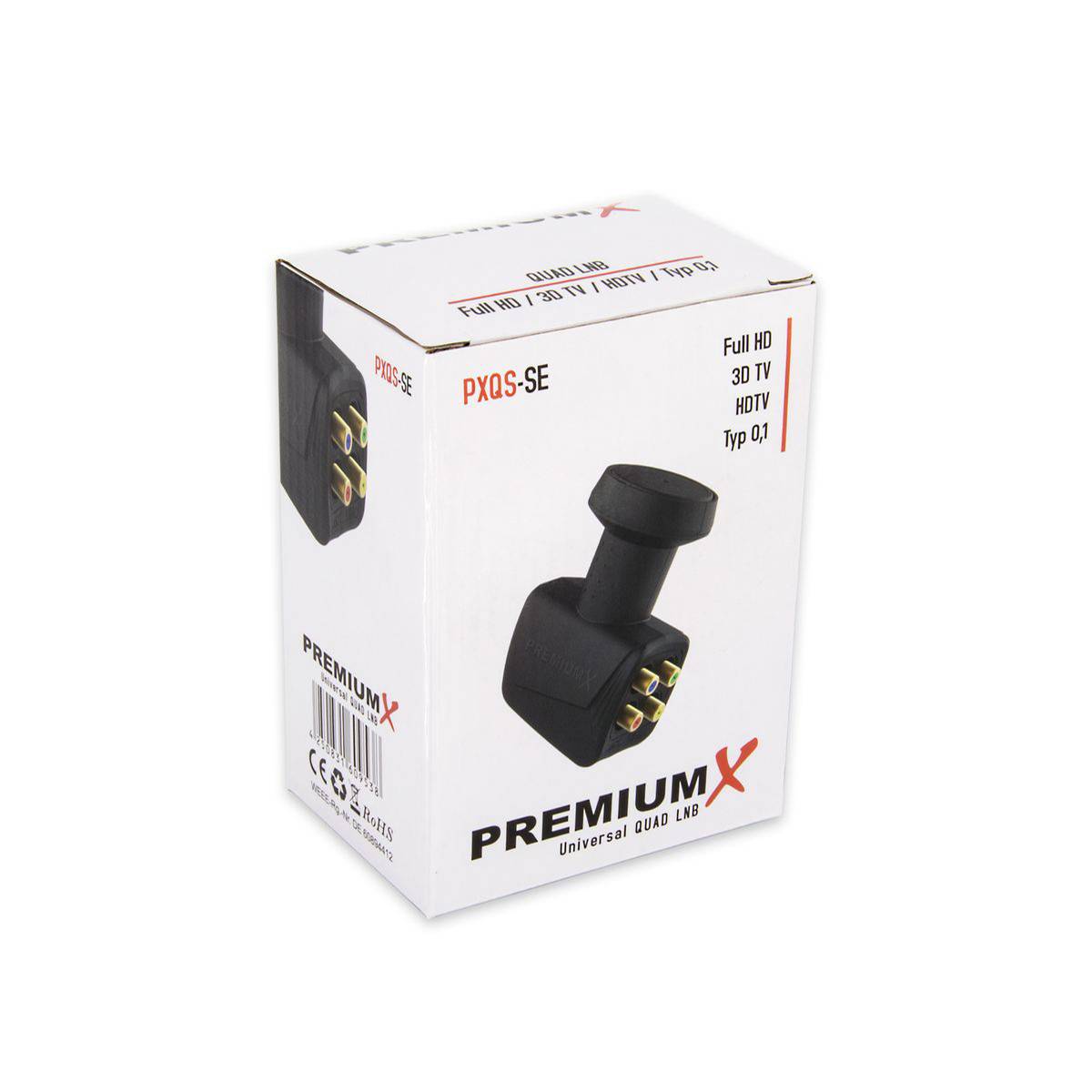 PremiumX Quad LNB PXQS-SE Black Edition SAT DVB-S2 HDTV 4K für 4 Teilnehmer