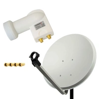 PremiumX Satelliten-Komplettanlage 60cm Satellitenschüssel SAT Antenne Hellgrau Satellitenantenne Twin LNB 4x F-Stecker 2 Teilnehmer PremiumX Satelliten-Komplettanlage 60cm Satellitenschüssel SAT Antenne Hellgrau Satellitenantenne Twin LNB 4x F-Stecker 2 Teilnehmer