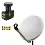 PremiumX Satelliten-Komplettanlage 60cm ALU Hellgrau Satellitenschüssel Satellitenantenne Quad LNB 8x F-Stecker SAT bis 4 Teilnehmer PremiumX Satelliten-Komplettanlage 60cm ALU Hellgrau Satellitenschüssel Satellitenantenne Quad LNB 8x F-Stecker SAT bis 4 Teilnehmer