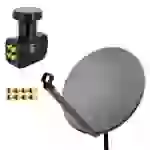 PremiumX Satelliten-Komplettanlage 80cm Satellitenschüssel ALU Anthrazit Satellitenantenne Quad LNB F-Stecker, SAT bis 4 Teilnehmer PremiumX Satelliten-Komplettanlage 80cm Satellitenschüssel ALU Anthrazit Satellitenantenne Quad LNB F-Stecker, SAT bis 4 Teilnehmer