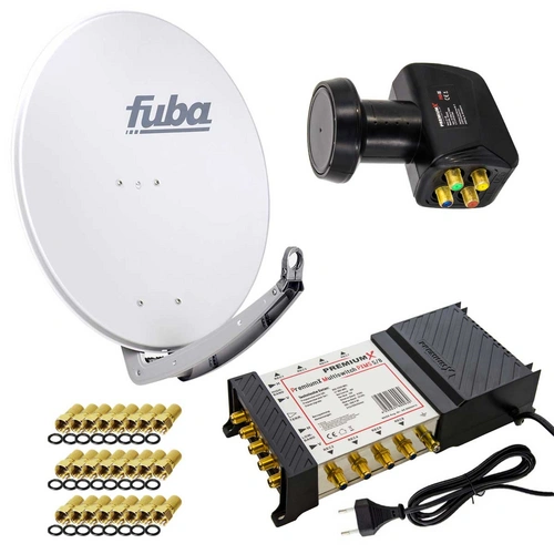 PremiumX Satelliten-Komplettanlage Fuba DAA 780 G Satellitenschüssel Alu Grau 5/8 Multischalter LNB 24x F-Stecker, 1 SAT 8 Teilnehmer PremiumX Satelliten-Komplettanlage Fuba DAA 780 G Satellitenschüssel Alu Grau 5/8 Multischalter LNB 24x F-Stecker, 1 SAT 8 Teilnehmer