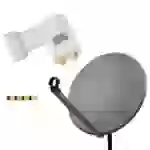 PremiumX Satelliten-Komplettanlage 80cm Satellitenschüssel Anthrazit TV Satellitenantenne SAT Twin LNB 4x F-Stecker 2 Teilnehmer PremiumX Satelliten-Komplettanlage 80cm Satellitenschüssel Anthrazit TV Satellitenantenne SAT Twin LNB 4x F-Stecker 2 Teilnehmer