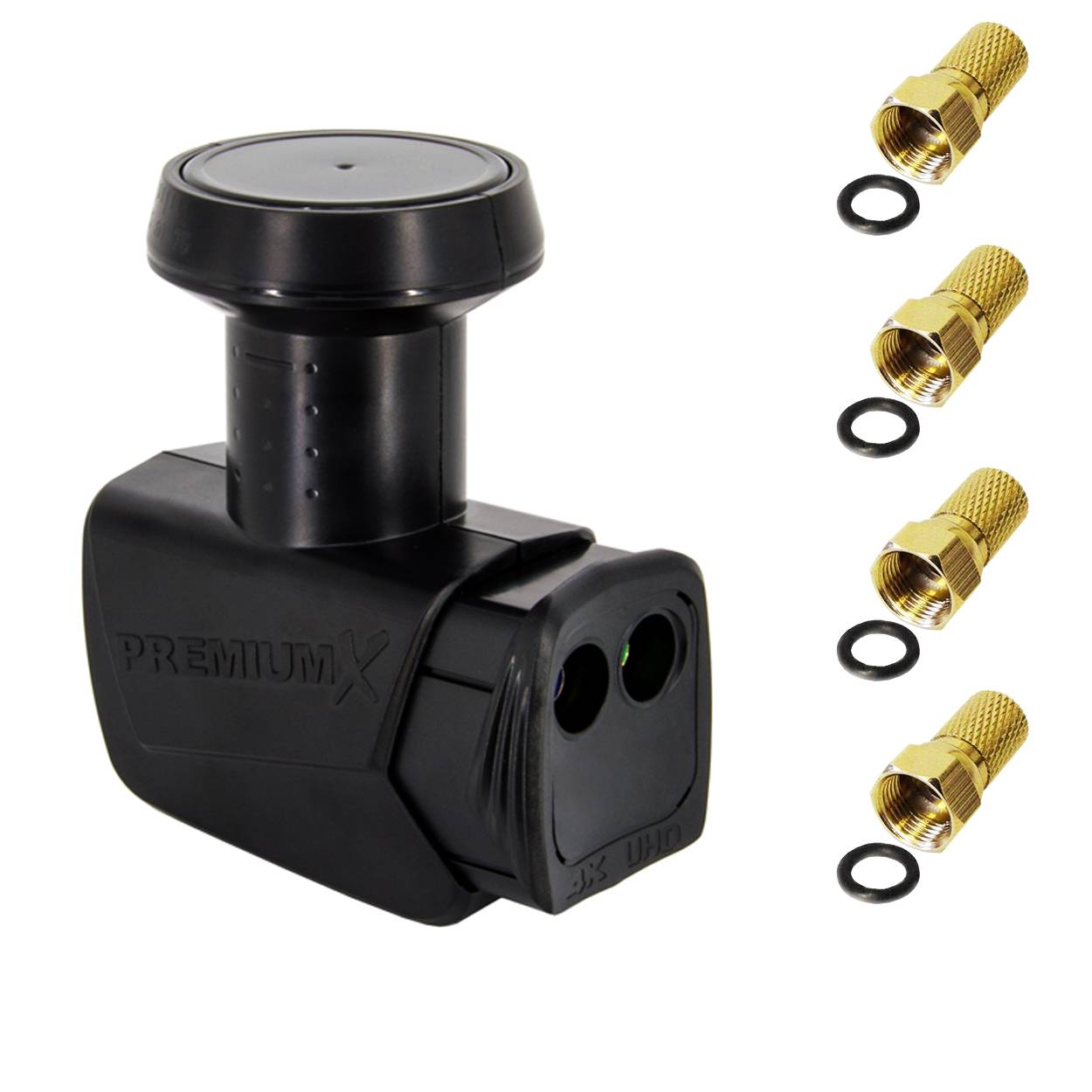 PremiumX Satelliten-Komplettanlage 60cm Satellitenschüssel ALU Hellgrau Satellitenantenne SAT Twin LNB 4x F-Stecker 2 Teilnehmer