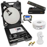 PremiumX Camping SAT Anlage komplett HD TV Receiver Satelliten-Finder Single LNB 10m Kabel F-Stecker kompakt im Koffer Camp-Zubehör PremiumX Camping SAT Anlage komplett HD TV Receiver Satelliten-Finder Single LNB 10m Kabel F-Stecker kompakt im Koffer Camp-Zubehör