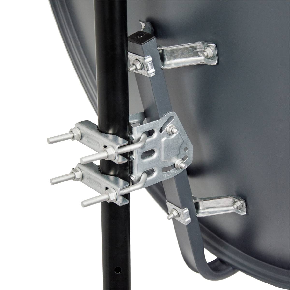 PremiumX Satelliten-Komplettanlage 60cm Satellitenschüssel Stahl Anthrazit Satellitenantenne SAT Twin LNB 4x F-Stecker 2 Teilnehmer