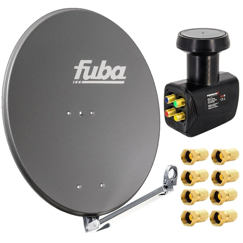 Fuba Satelliten-Komplettanlage DAL 800 A Satellitenantenne 80cm Anthrazit LNB Quad 8x F-Stecker SAT bis 4 Teilnehmer Fuba Satelliten-Komplettanlage DAL 800 A Satellitenantenne 80cm Anthrazit LNB Quad 8x F-Stecker SAT bis 4 Teilnehmer