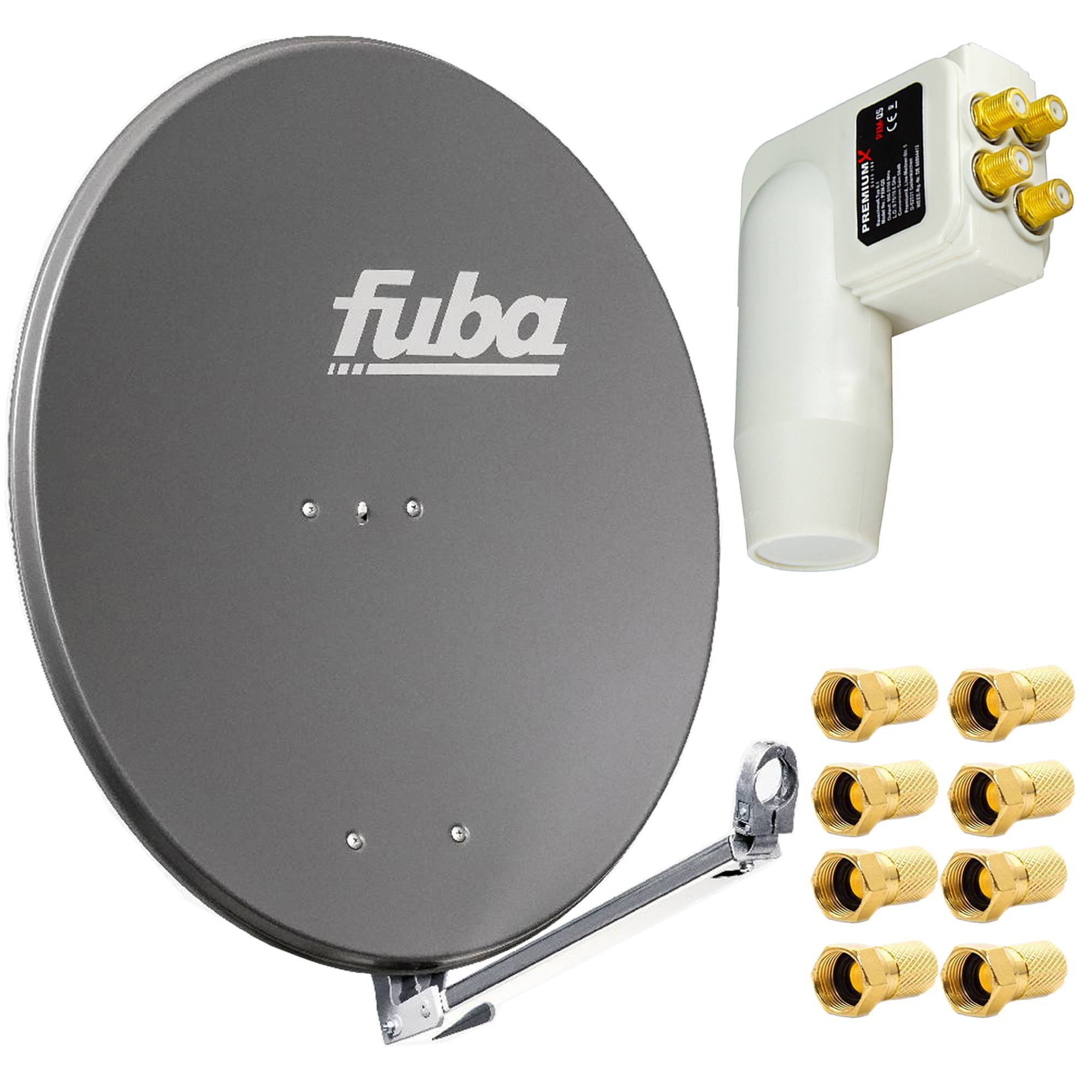 Fuba DAL 800 A Satellitenantenne 80cm Alu Anthrazit Sat Schüssel PremiumX LNB Quad 8x F-Stecker