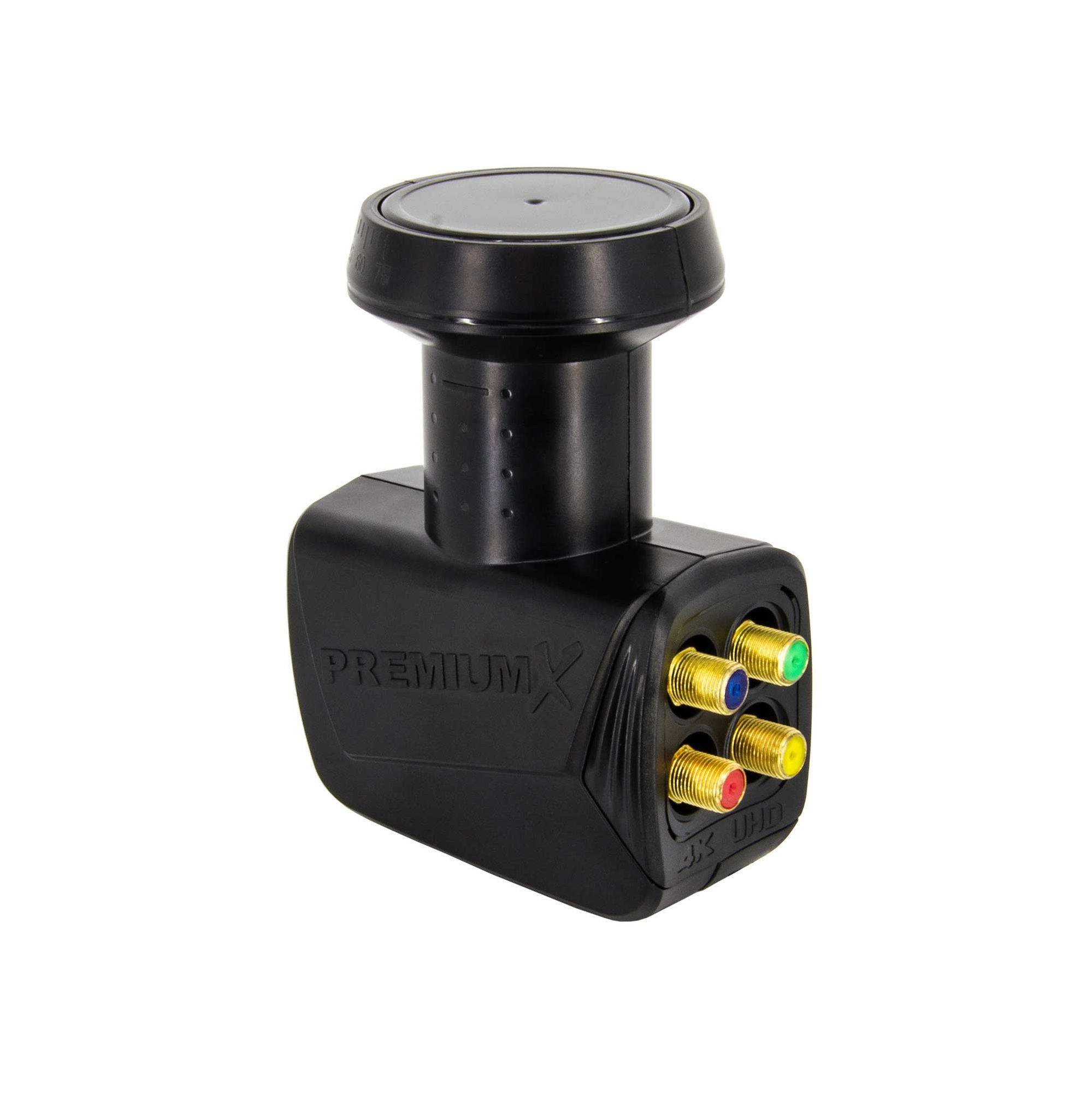 PremiumX DELUXE SAT Anlage für 4 Teilnehmer 85cm Satellitenantenne ALU Hellgrau mit Quad LNB Black Edition inkl. 8x F-Stecker