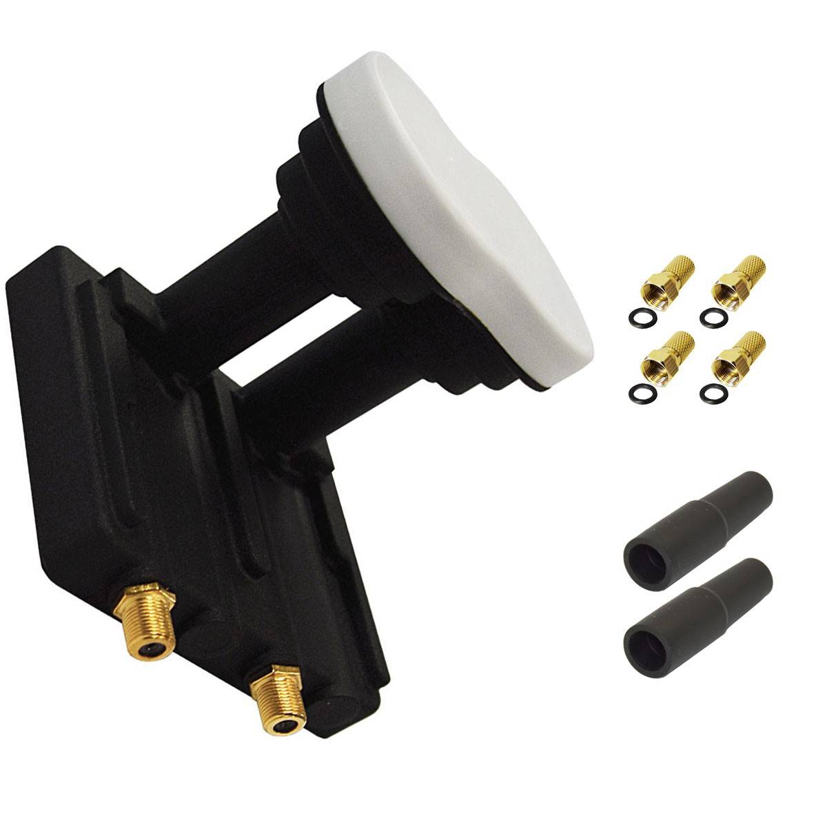 PremiumX Deluxe 85 Alu Antenne Digital SAT Schüssel in Anthrazit mit Twin Monoblock LNB 3° für 2 Teilnehmer Astra 19,2° Eutelsat 16°