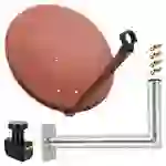 PremiumX Satelliten-Komplettanlage 80cm Satellitenantenne Rot Satellitenschüssel Twin LNB Wandhalter 45cm, SAT bis 2 Teilnehmer PremiumX Satelliten-Komplettanlage 80cm Satellitenantenne Rot Satellitenschüssel Twin LNB Wandhalter 45cm, SAT bis 2 Teilnehmer