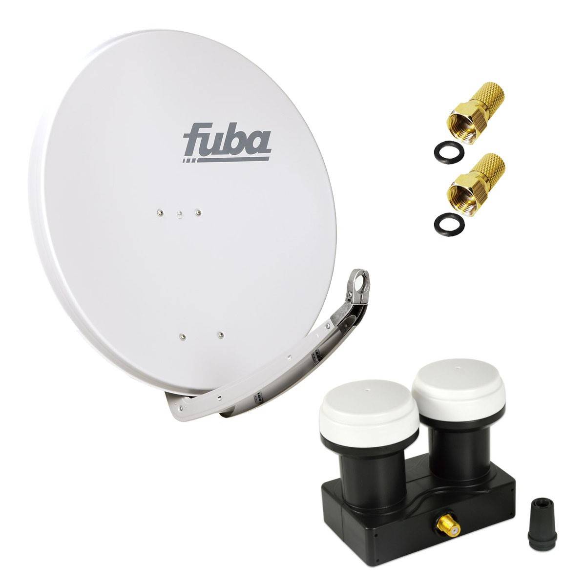Fuba DAA 850 G Satellitenantenne 85 cm Aluminium Sat Schüssel in Grau mit PremiumX Single Monoblock LNB für Astra und Hotbird