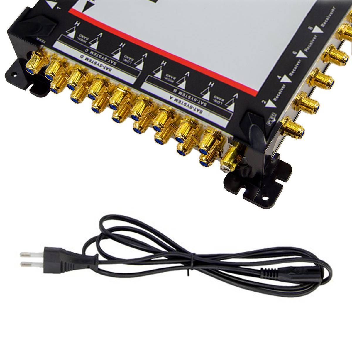 PremiumX Multischalter Set 17/28 Multiswitch 4x Quattro LNB 80x F-Stecker, Satverteiler 4 SAT für 28 Teilnehmer HDTV FullHD 4K UHD 8K