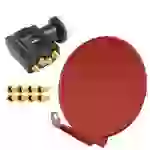 PremiumX DELUXE85 Aluminium Ziegelrot 85cm Antenne Digital SAT Schüssel Spiegel HDTV HD 3D 4K + DELUXE LNB Quad 0,1dB Quattro Switch + 8x F-Stecker PremiumX DELUXE85 Aluminium Ziegelrot 85cm Antenne Digital SAT Schüssel Spiegel HDTV HD 3D 4K + DELUXE LNB Quad 0,1dB Quattro Switch + 8x F-Stecker