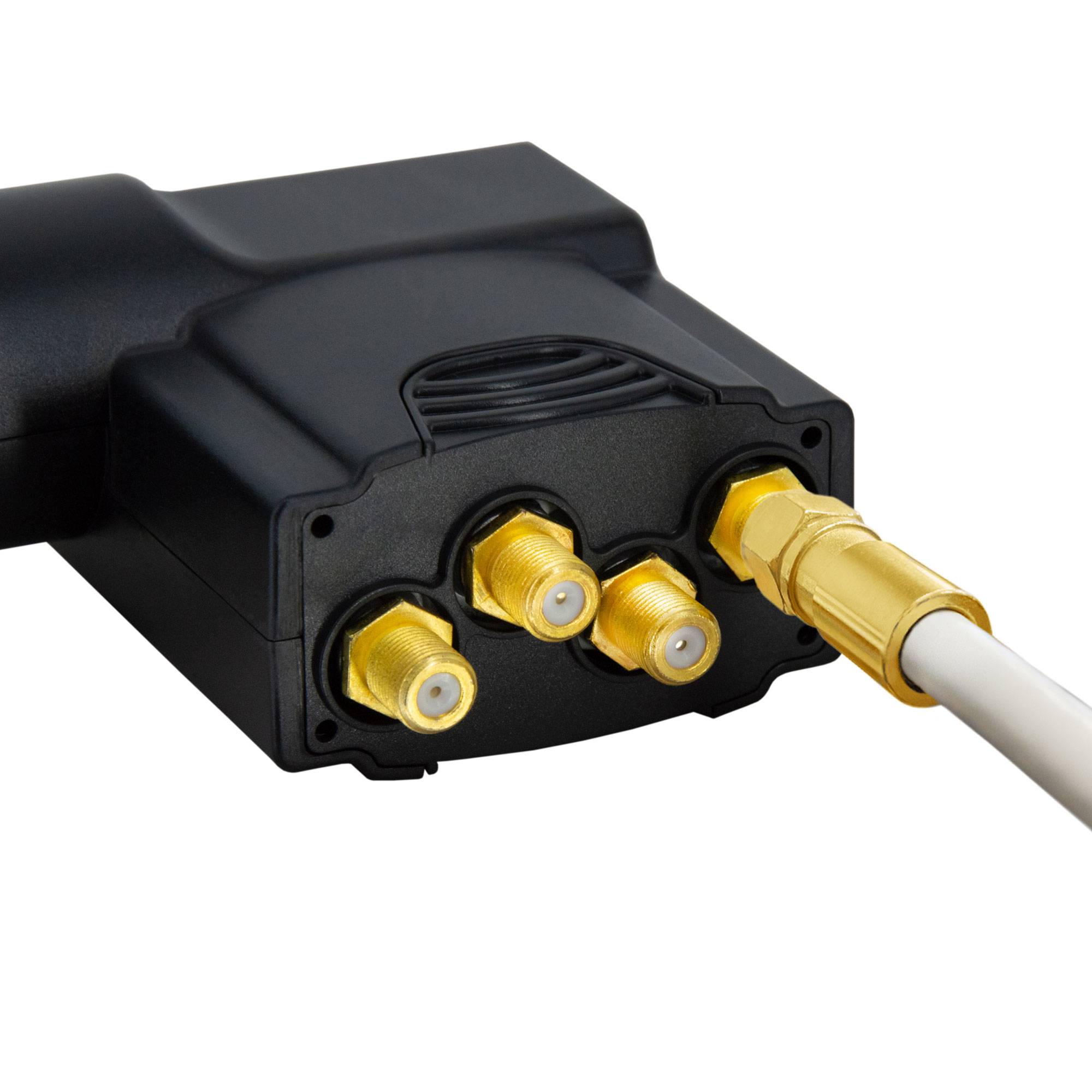 PremiumX DELUXE80 Satellitenanlage für 4 Teilnehmer Offset SAT Antenne 80cm ALU Hellgrau Digitales Quad LNB Signalumsetzer HDTV 4K inkl. 8x