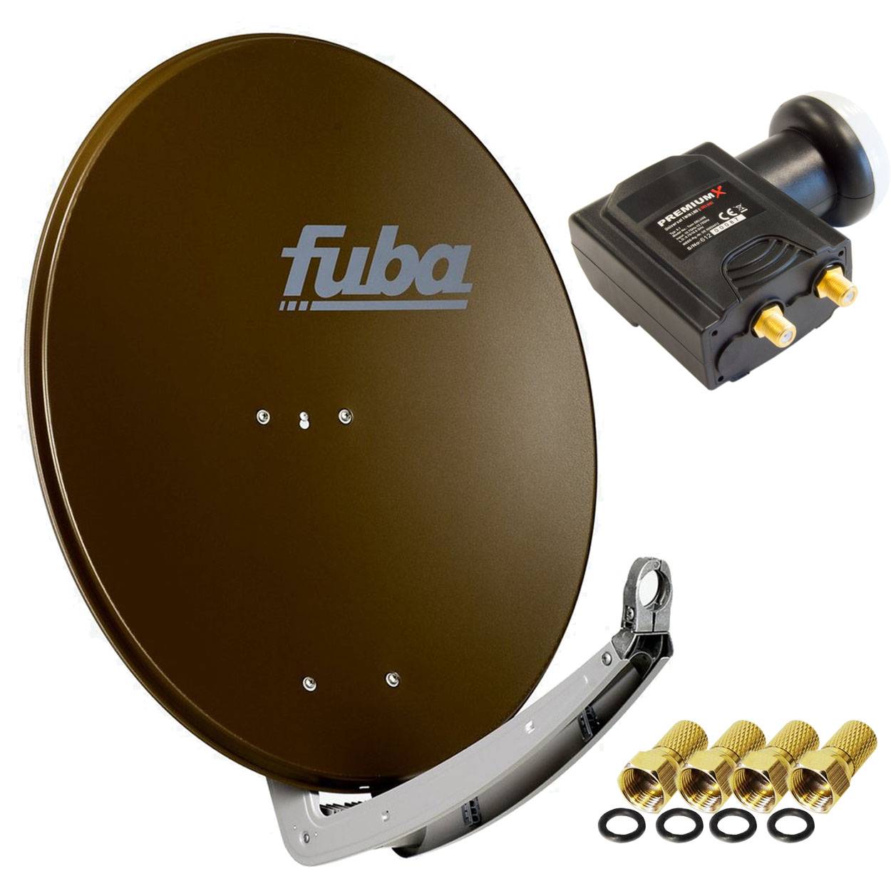 Fuba DAA 780 B Satellitenantenne Aluminium in Braun HDTV 4K Premium X DELUXE Twin LNB Sat