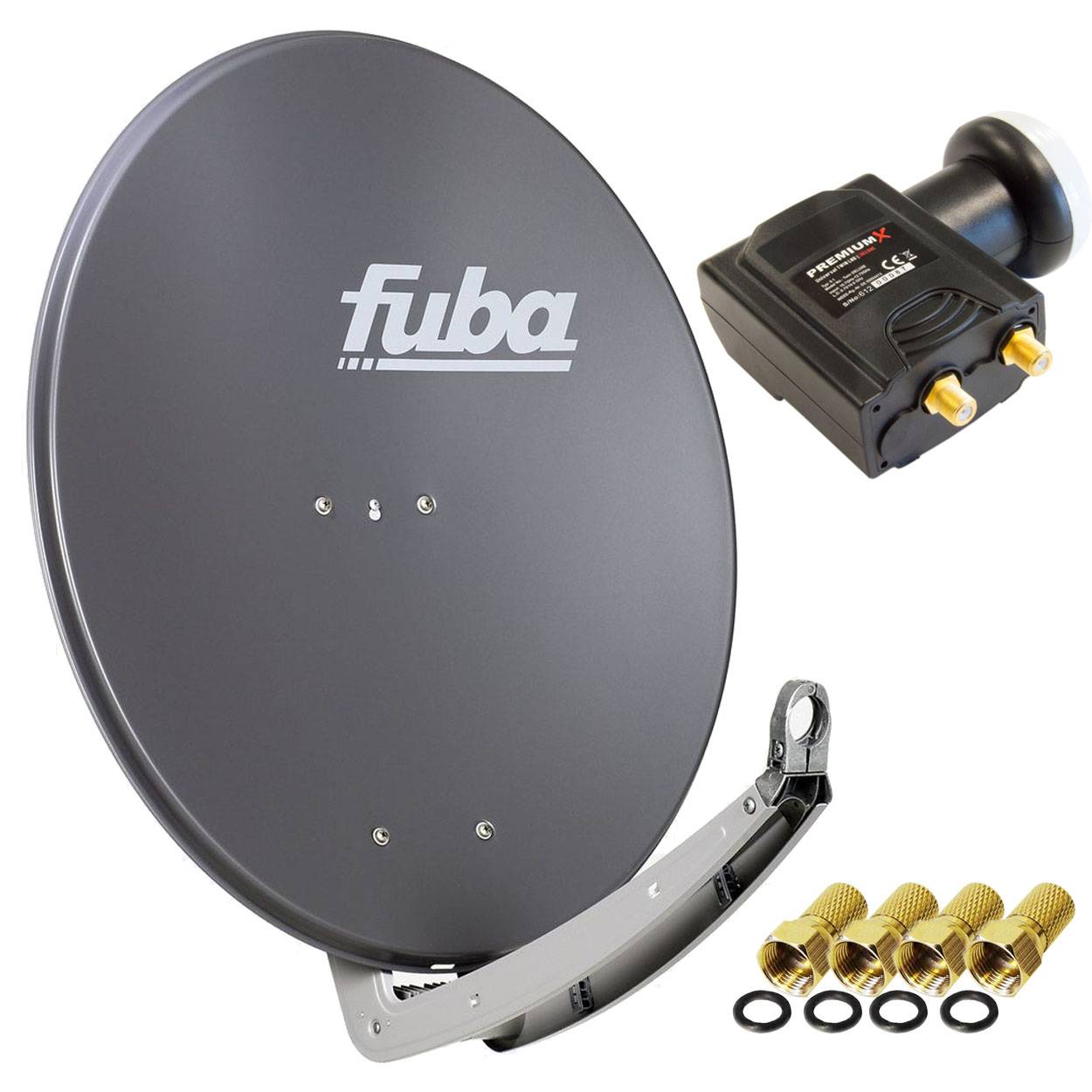 Fuba daa 780 Satellitenantenne Aluminium in Anthrazit HDTV 3D 4K Premium X DELUXE Twin LNB Sat
