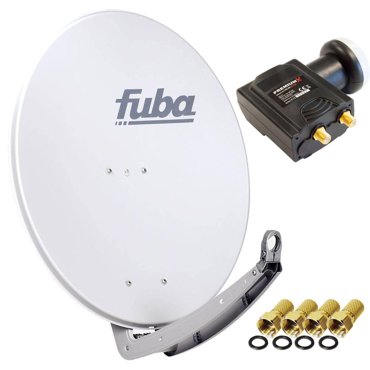Fuba DAA 780 Satellitenantenne Aluminium in Grau HDTV 3D 4K Premium X DELUXE Twin LNB Sat