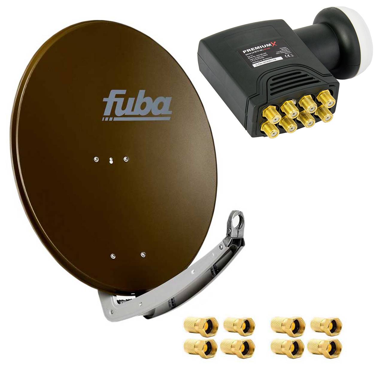 Fuba DAA 780 B Satellitenantenne Aluminium in Braun HDTV 3D 4K Premium X DELUXE Octo LNB Sat