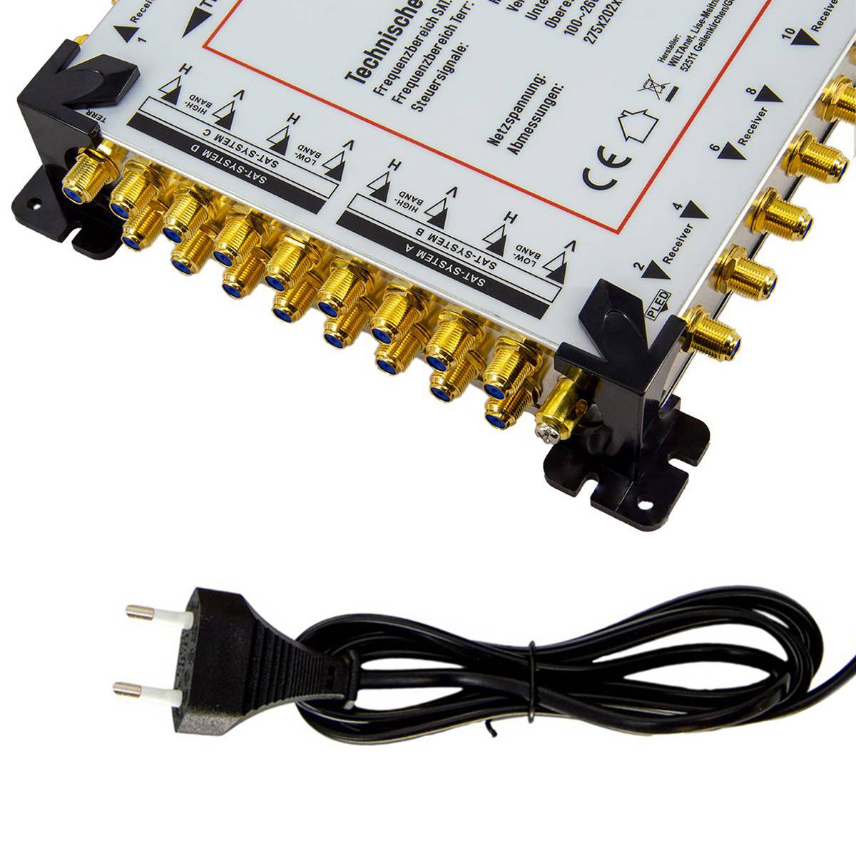 PremiumX Multischalter Set 17/12 Multiswitch 4x Quattro LNB 56x F-Stecker, Satverteiler 4 SAT für 12 Teilnehmer HDTV FullHD 4K UHD 8K