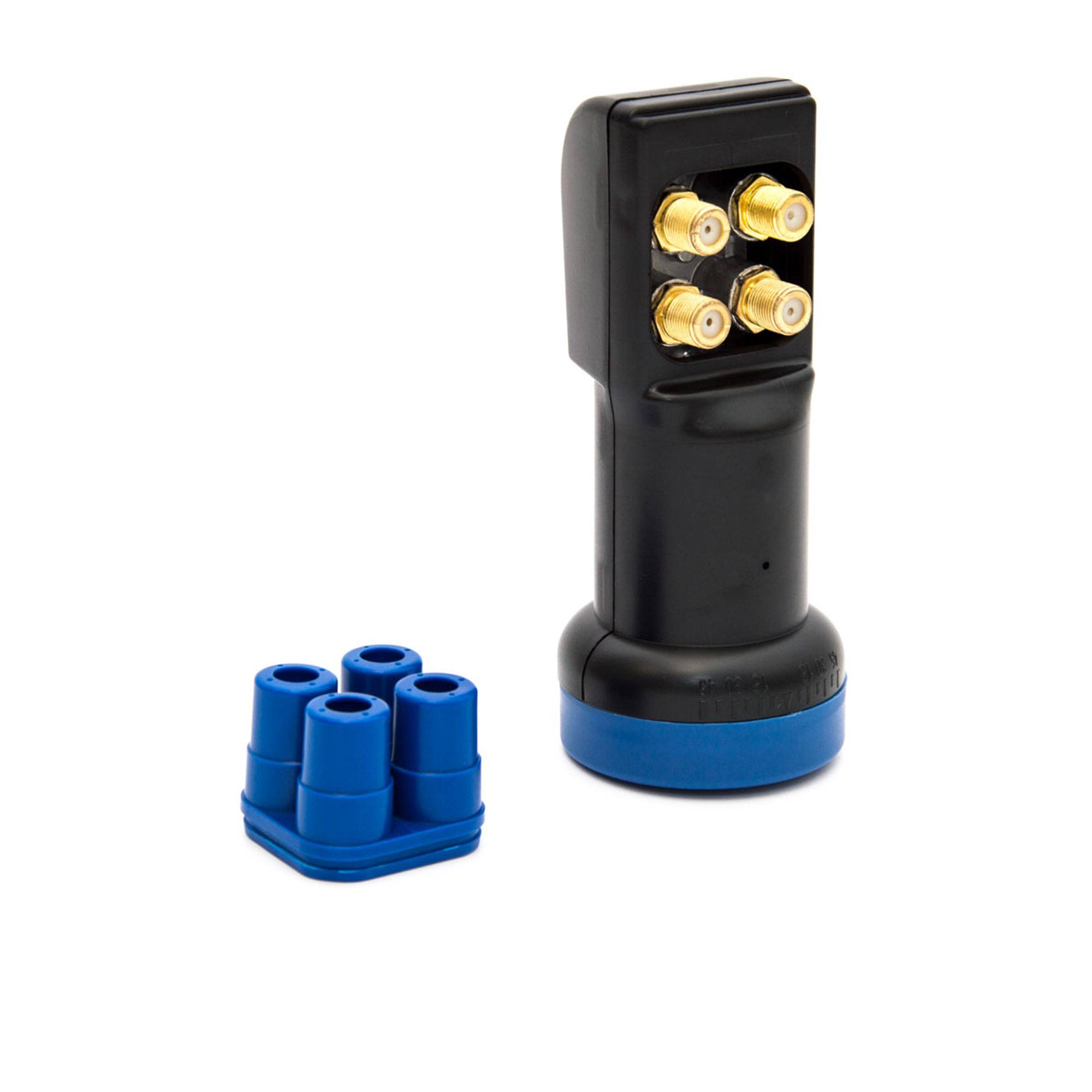 PremiumX DELUXE SAT Anlage bis 4 TV Receiver 85cm Satellitenantenne Aluminium Hellgrau mit LED Quad LNB inkl. 8x F-Stecker