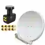 PremiumX DELUXE SAT Anlage für 4 Teilnehmer 85cm Satellitenantenne ALU Hellgrau mit Quad LNB Black Edition inkl. 8x F-Stecker PremiumX DELUXE SAT Anlage für 4 Teilnehmer 85cm Satellitenantenne ALU Hellgrau mit Quad LNB Black Edition inkl. 8x F-Stecker