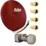 Fuba Digital Sat Anlage DAA 850 R Satellitenantenne 85 cm Aluminium Rot mit DEK 217 Twin LNB HDTV 4K 3D + 4 F-Stecker Fuba Digital Sat Anlage DAA 850 R Satellitenantenne 85 cm Aluminium Rot mit DEK 217 Twin LNB HDTV 4K 3D + 4 F-Stecker